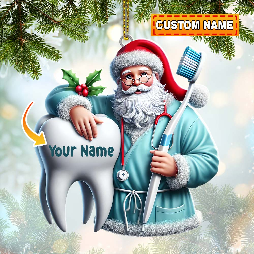 Dentist Santa, Personalized Santa Christmas Ornament, Christmas Decor