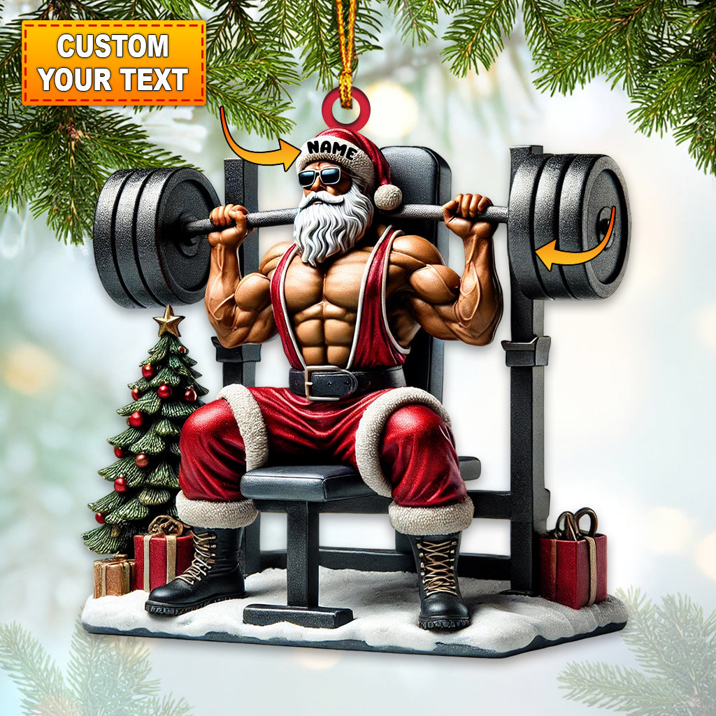 Workout Christmas Ornaments, Santa Lifting Weights Ornament, Fitness Christmas Gift