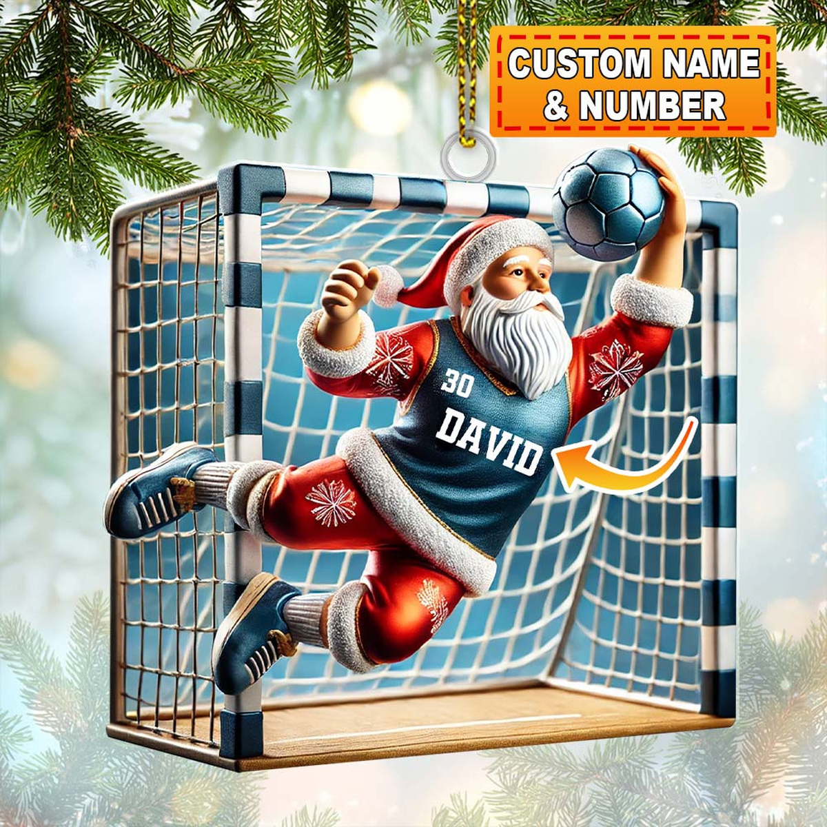 Santa Football, Personalized Soccer Ornaments, Christmas Ornaments Soccer