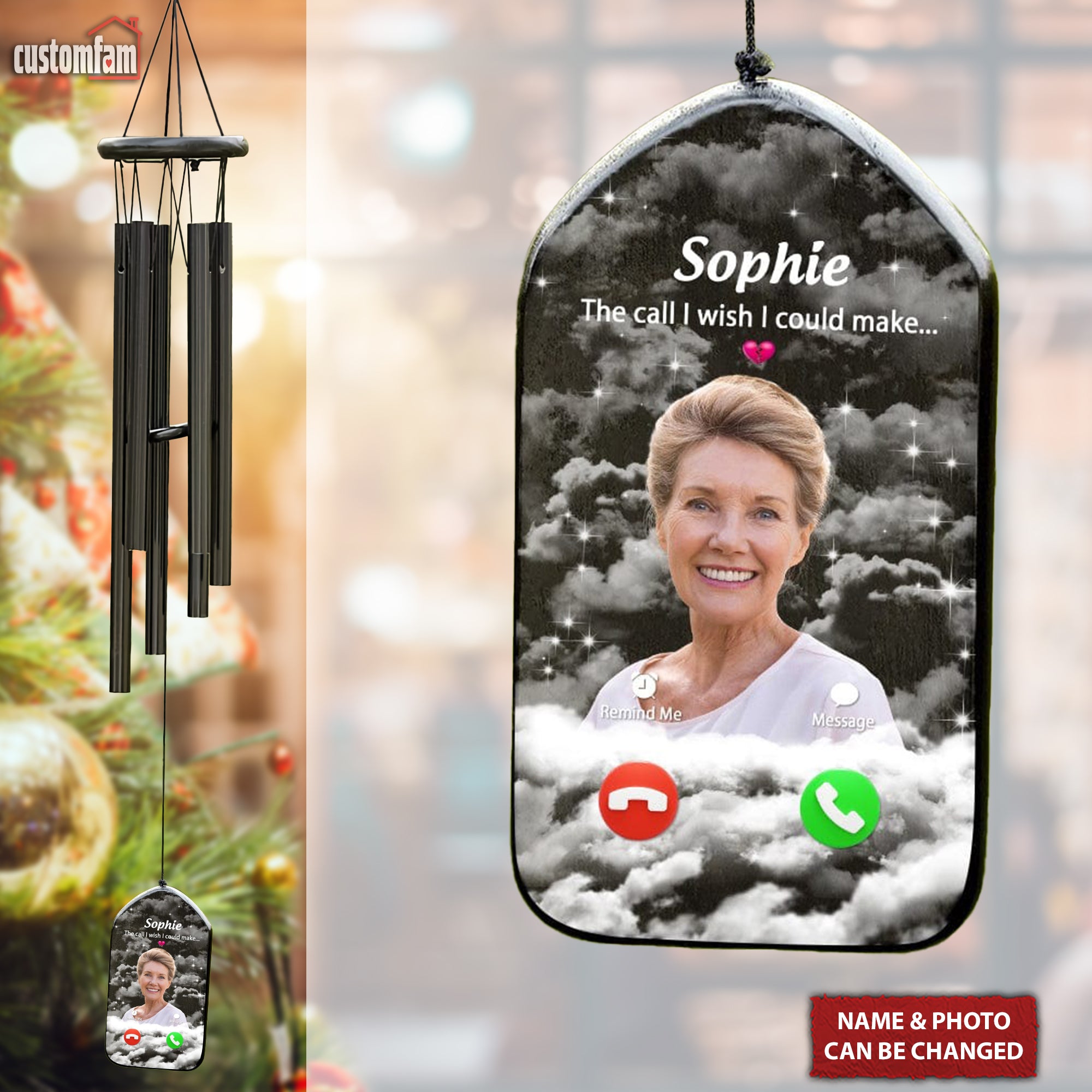 The Call I Wish I Could Make Custom Photo Memorial Wind Chimes, Sympathy Gift