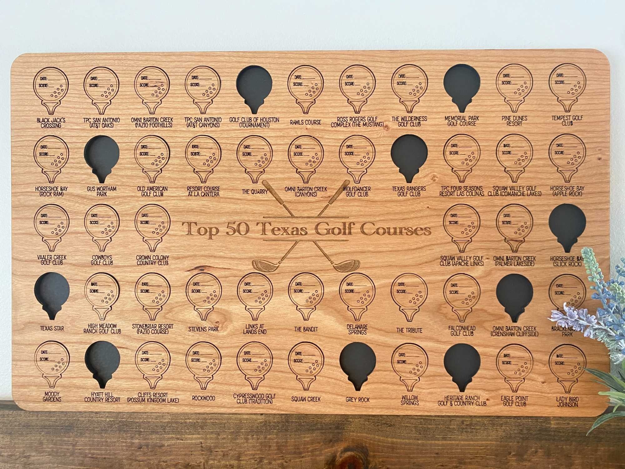 Texas Golf Course Tracker Board, Golf Tracker, Golf Bucket List, Gift For Golfers