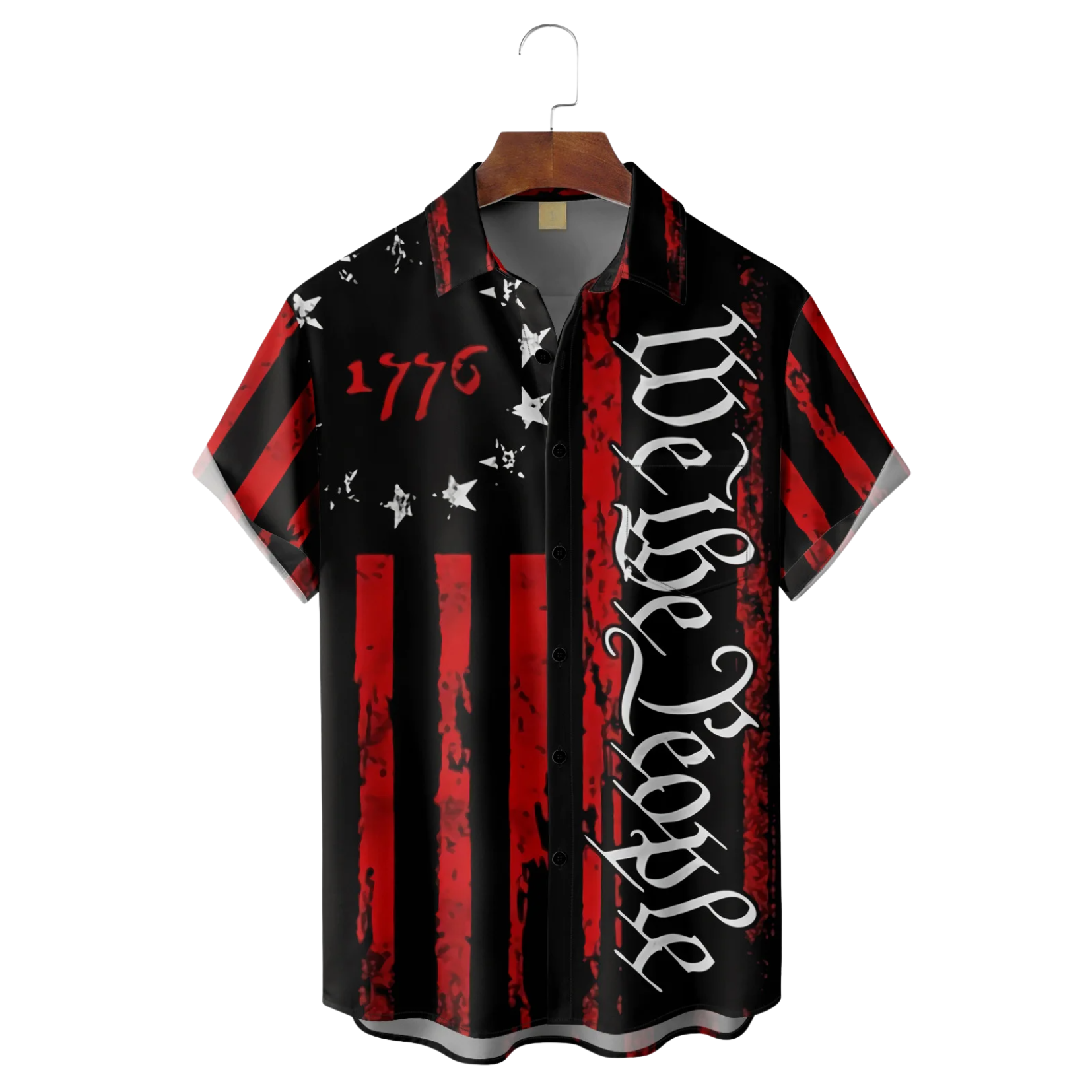 1776 We The People Red And Black Hawaiian Golf Shirt, 250th Anniversary Tropical Vibe Men's Golf Shirt