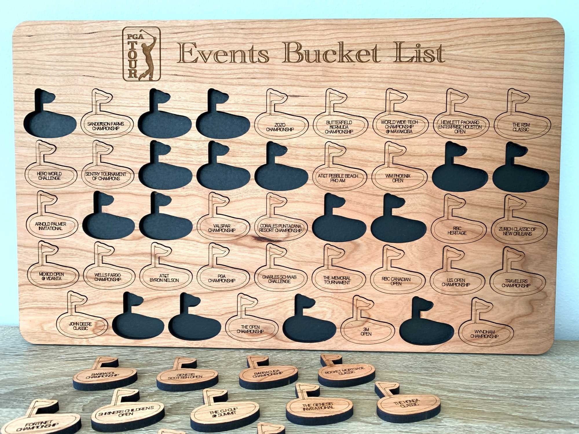 PGA Events Tracker Board, PGA Tour Tracker, Gift For Golfer