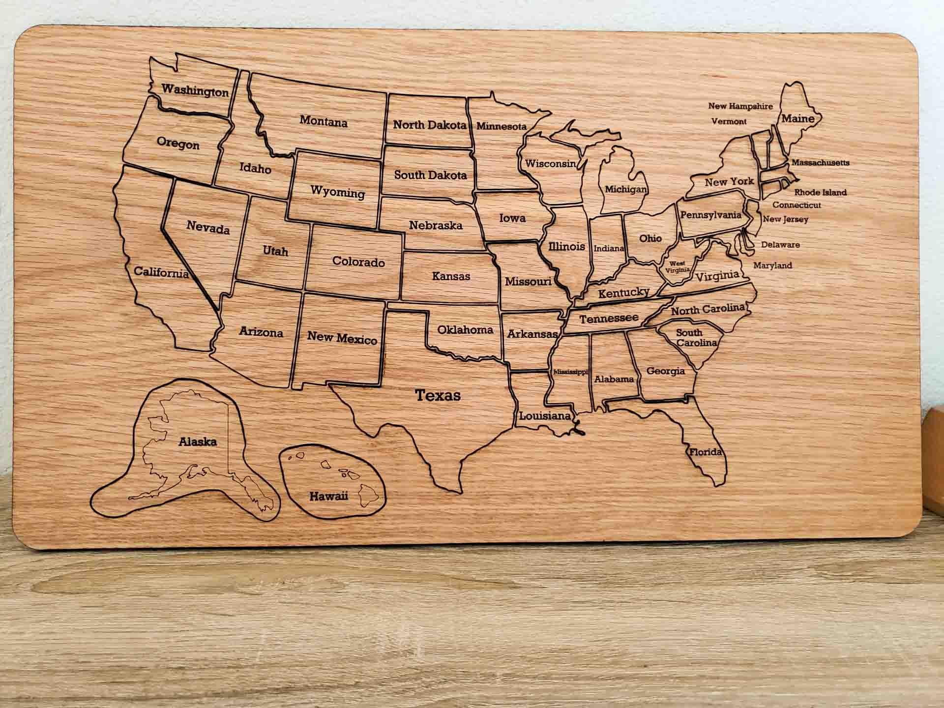 Oslo Expedited Shipping US 50 States Roadtrip Tracker, Wooden Bucket List Puzzle Map