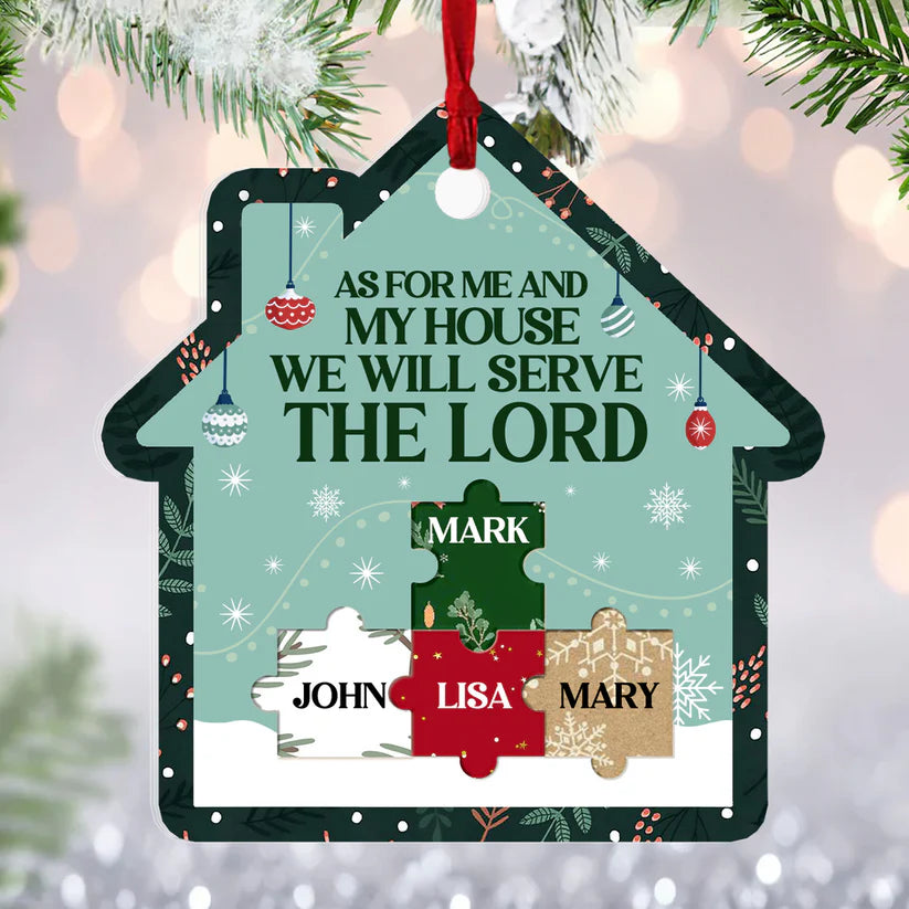 As For Me And My House We Will Serve The Lord Acrylic Ornament, Personalized Gift For Family