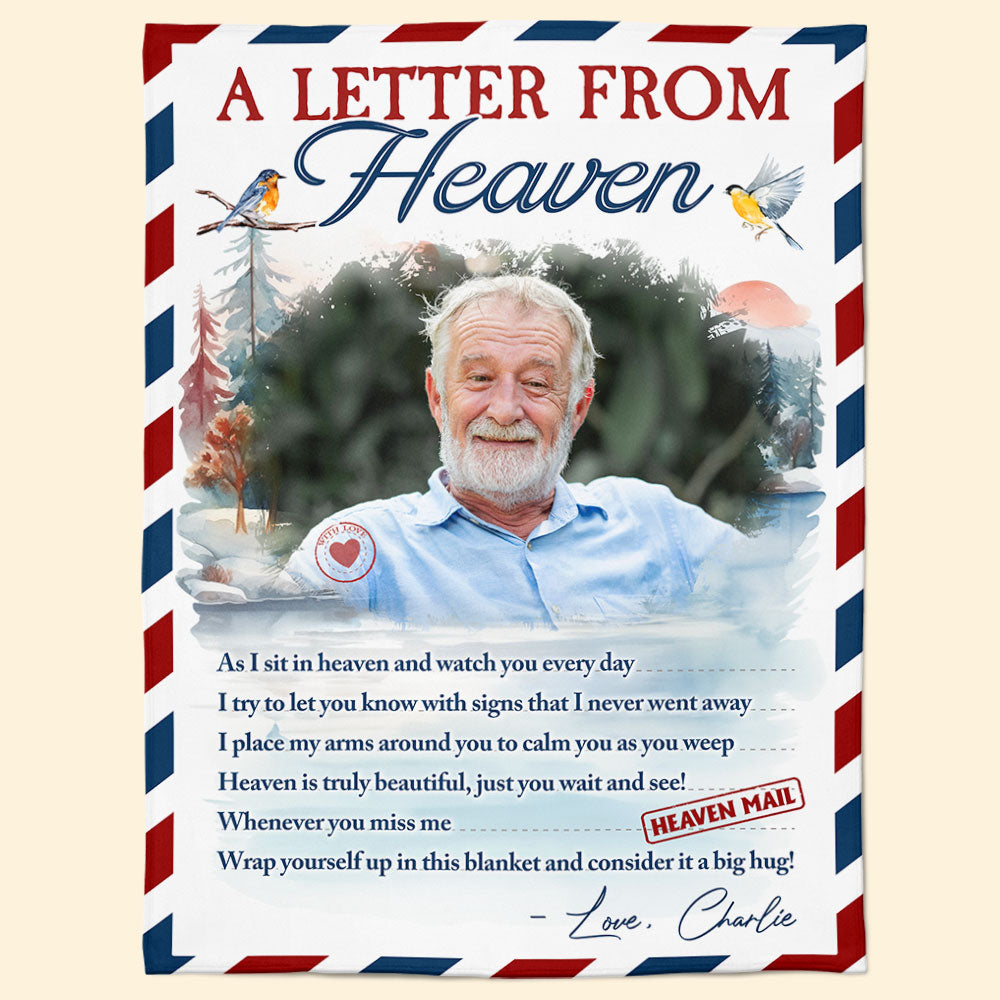 A Letter From Heaven Personalized Memorial Blanket With Pictures, Sympathy Gifts