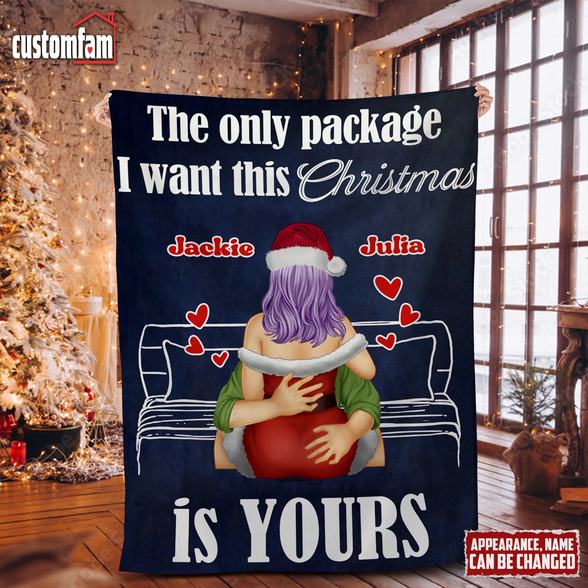 The Only Package I Want This Christmas Is You Personalized Naughty Couple Woven Blanket, Fleece Blanket, Gift For Couples