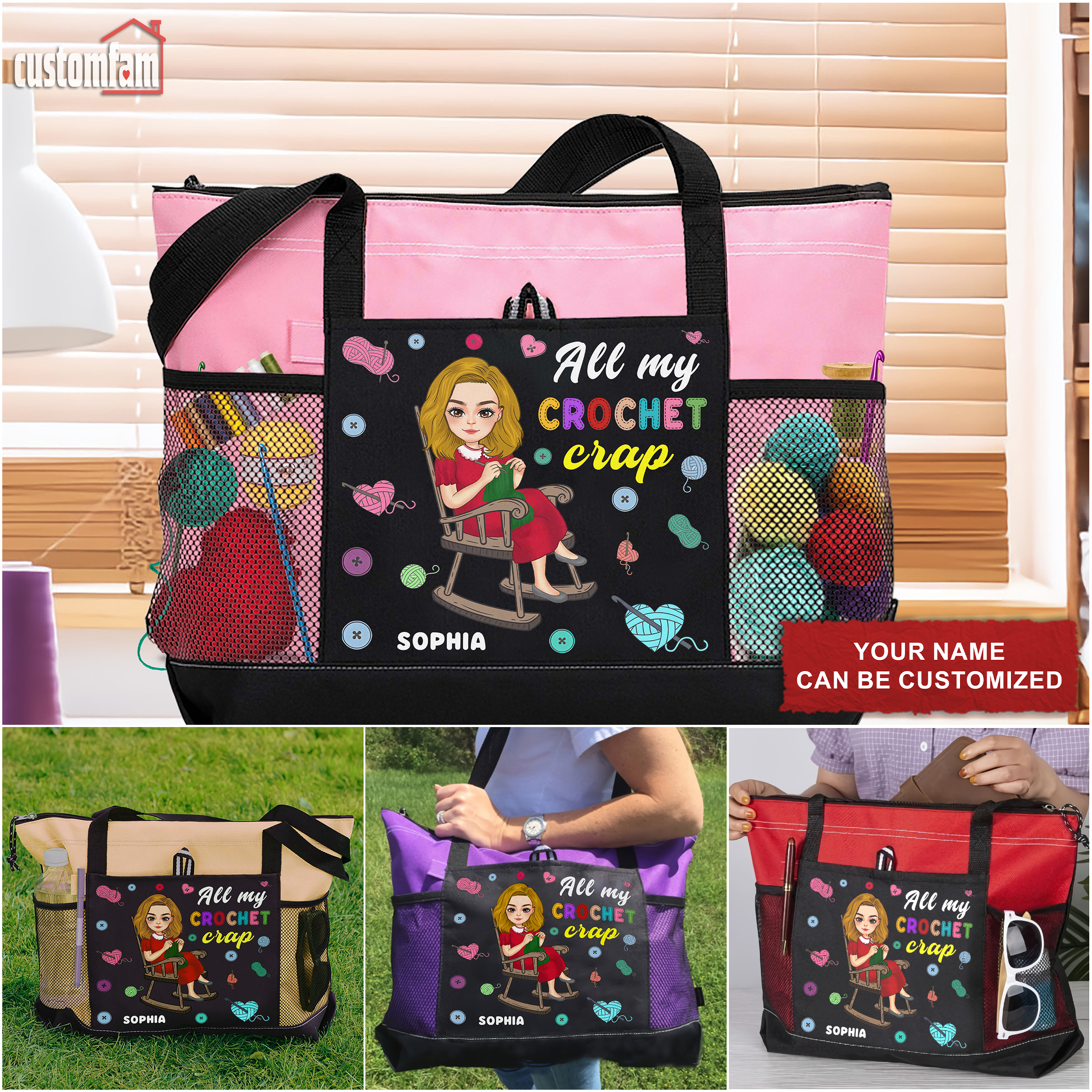 All My Crochet Crap Personalized Tote Bag, Gift Ideas For Crochet Lovers