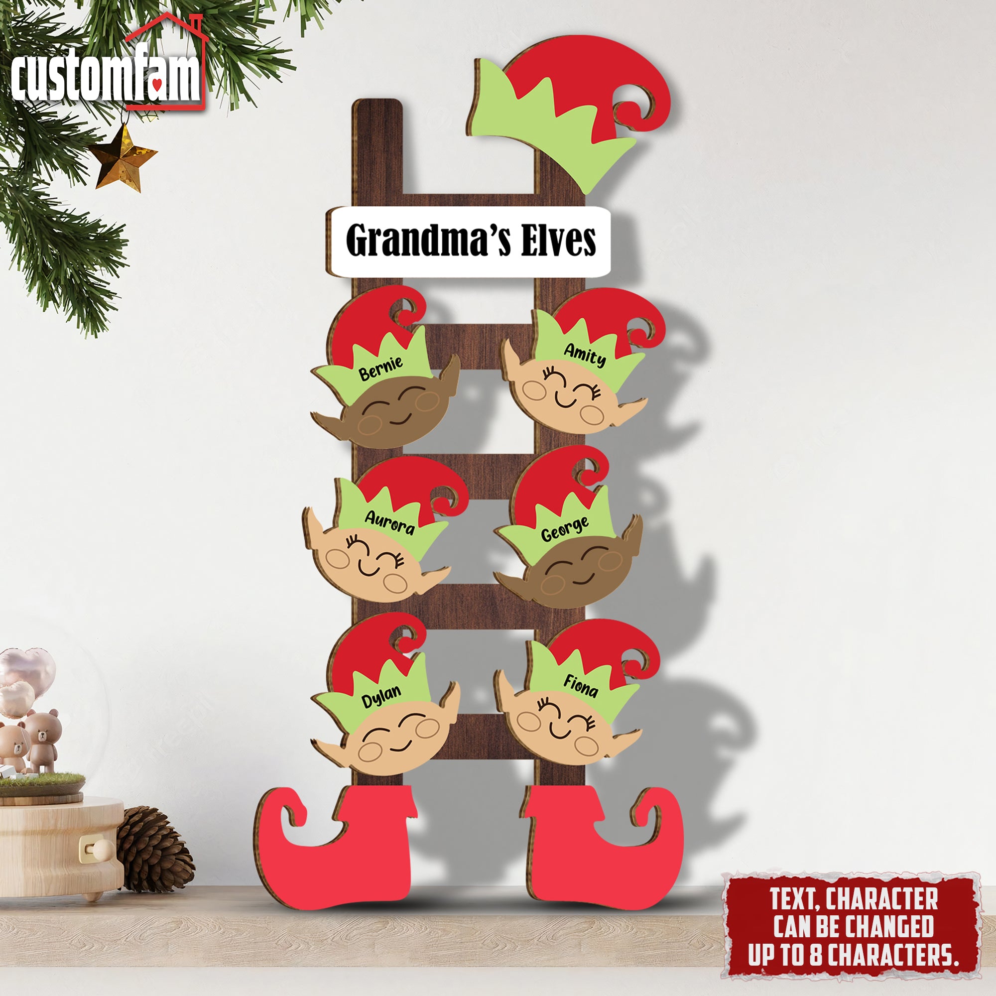 Grandma's Elves Personalized Christmas Wood Sign, Gift For Family