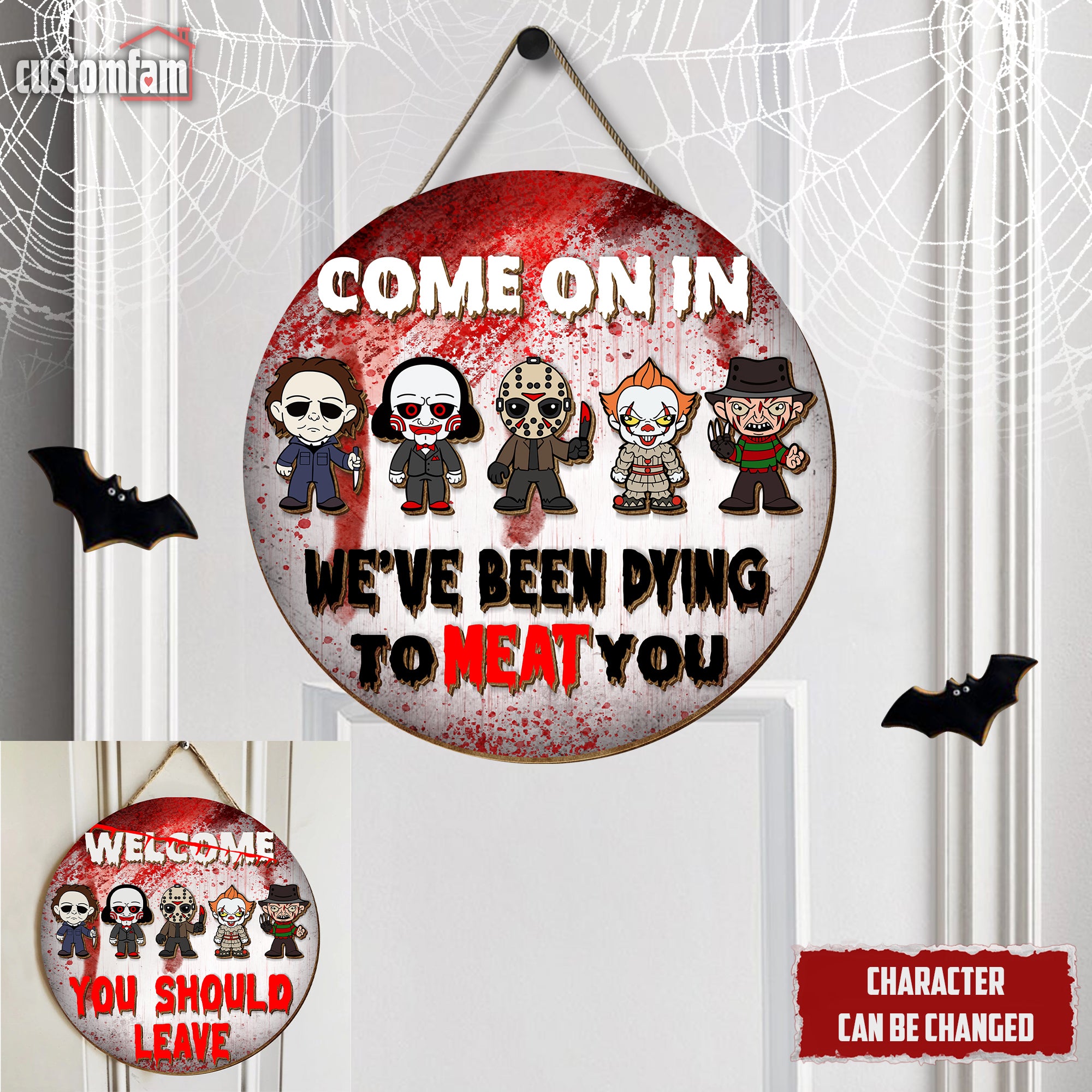 Come On In Personalized Halloween Wood Signs, Horror Movies Sign