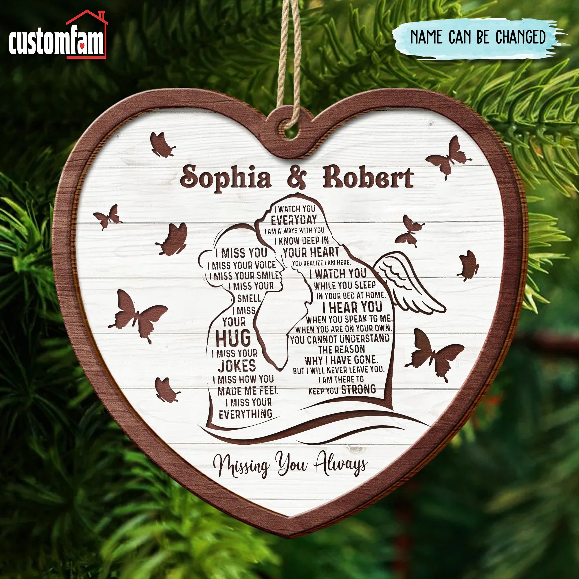 Missing You Always Personalized Memorial Christmas Ornament, Loss Of Husband, Gift For Couple