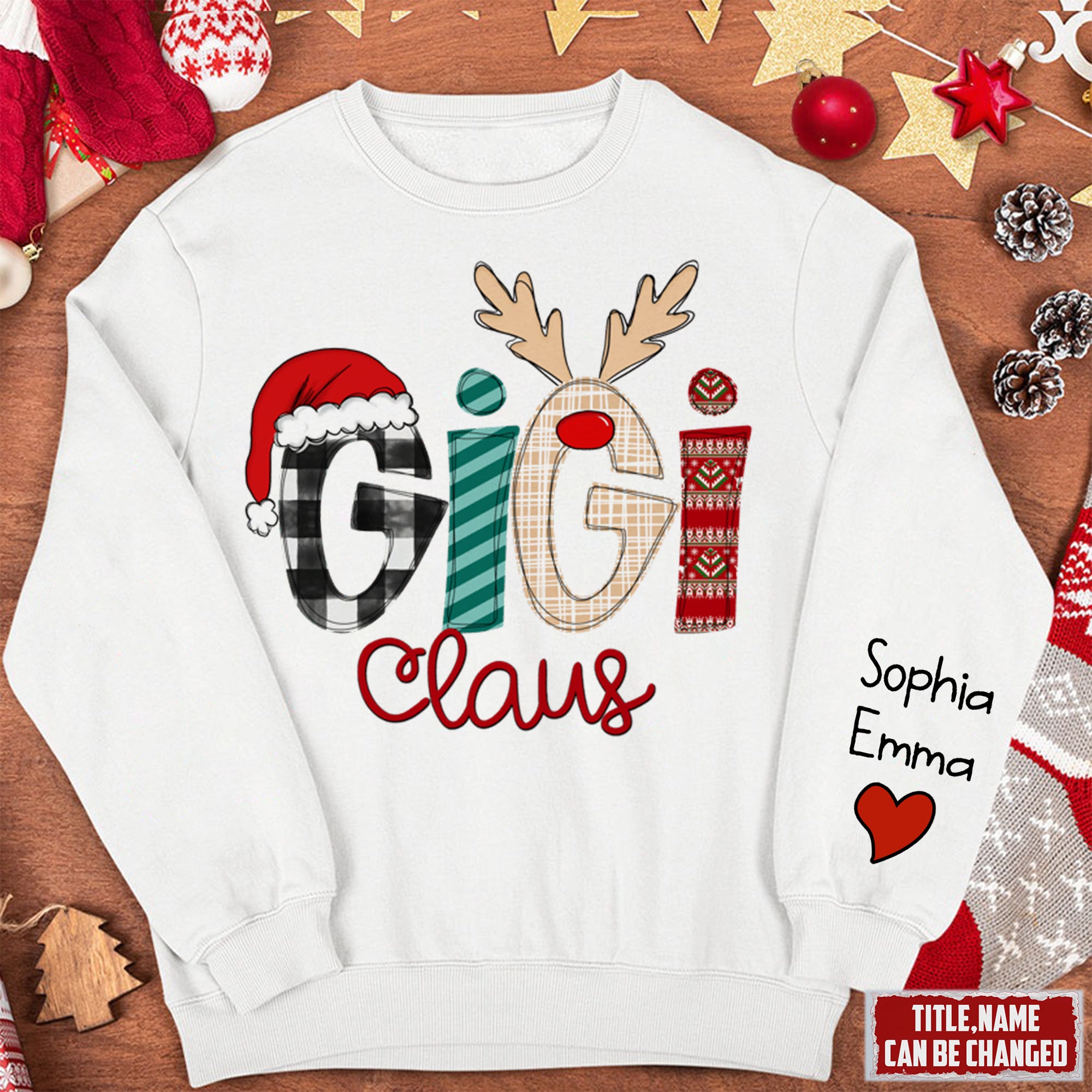 Gigi Claus Christmas Sweatshirt, Custom Grandkids Sweatshirt, Gift For Grandma