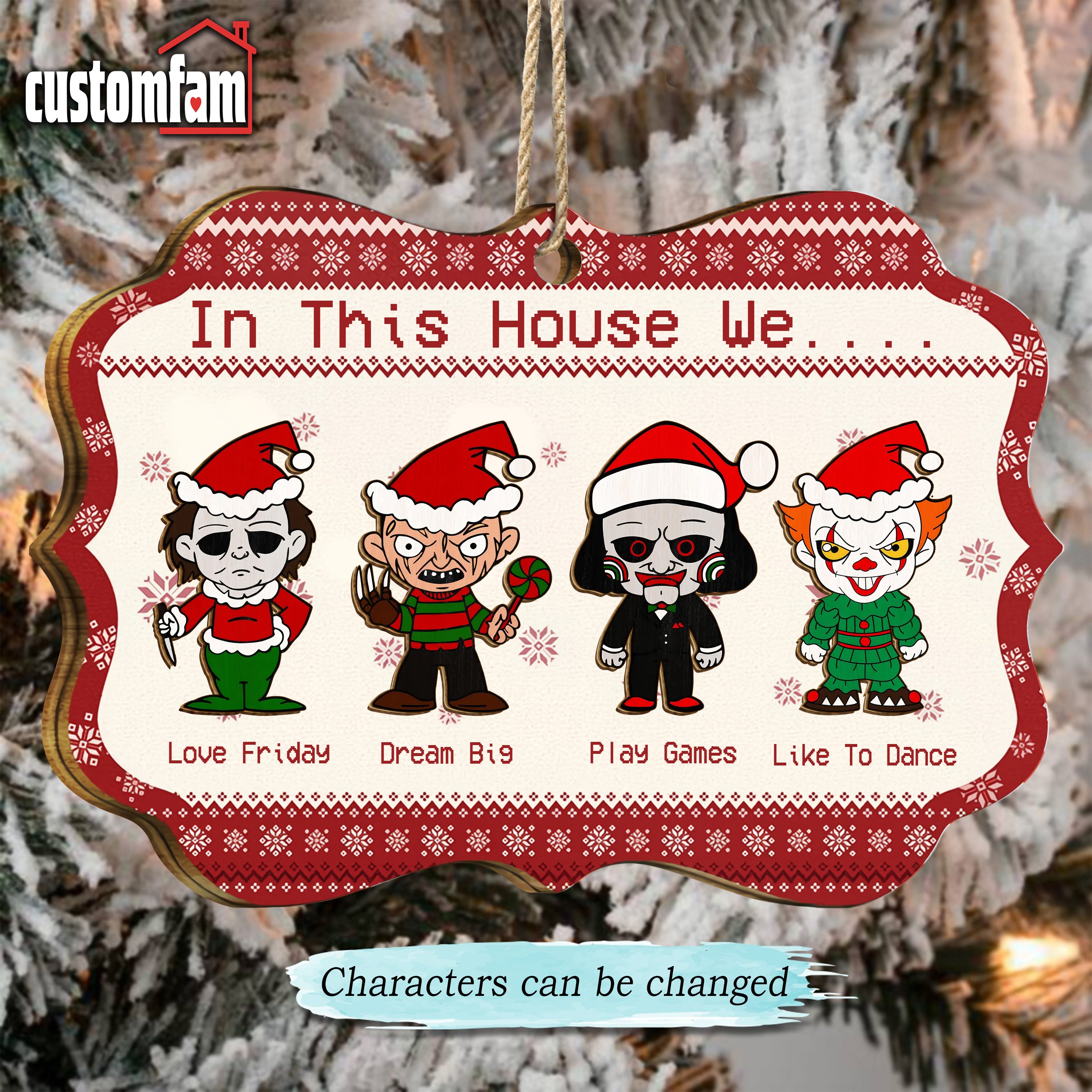 In This House We Horror Movie Character Christmas Ornament, Personalized Christmas Ornaments