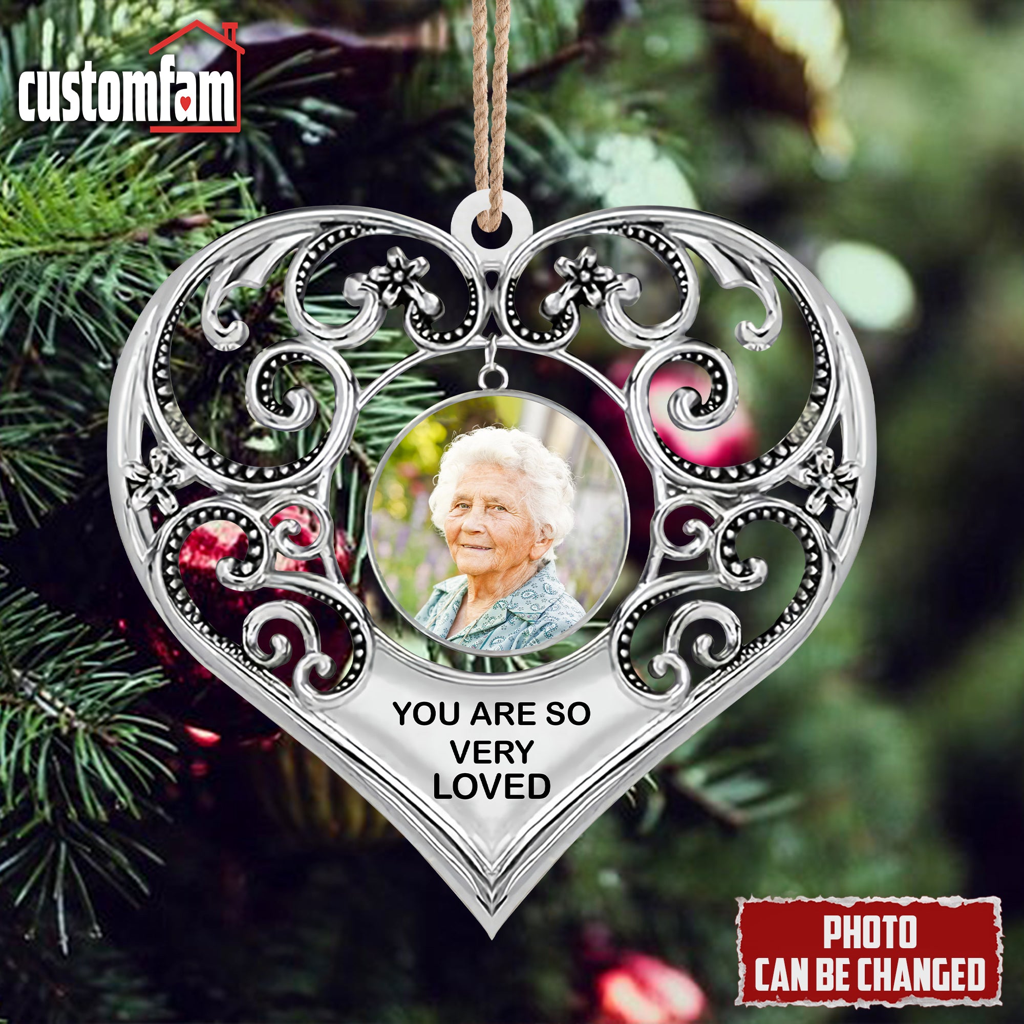 You Are So Very Loved Custom Photo Heart Shaped Metal Ornament, Christmas Gifts