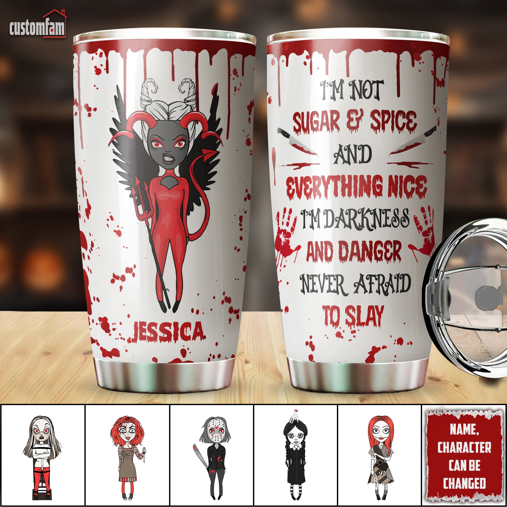 Personalized Halloween Scary Movie Characters Tumbler, Horror Movie Tumbler