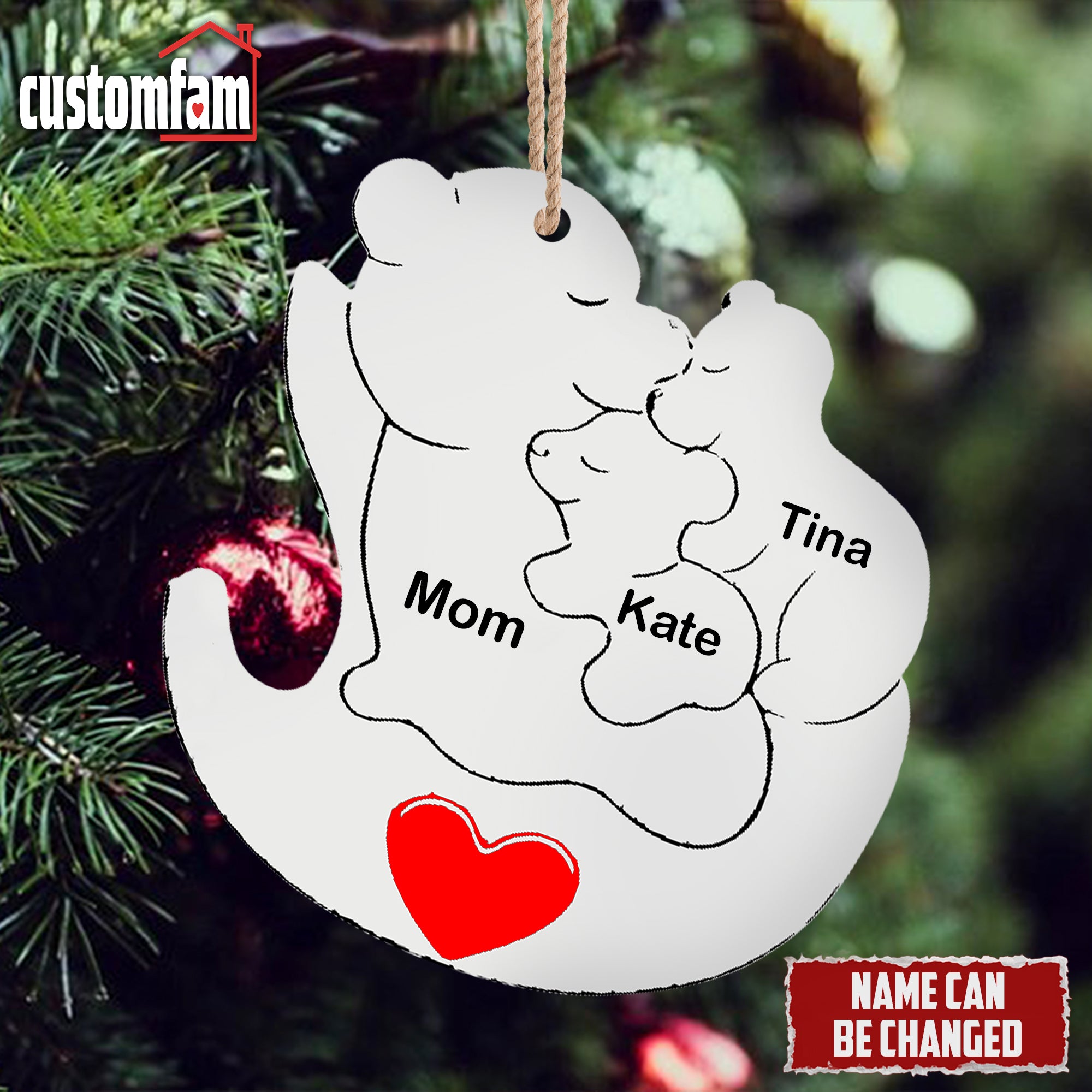 Custom Mama Bear Puzzle Metal Ornament, Christmas Gifts For Grandma