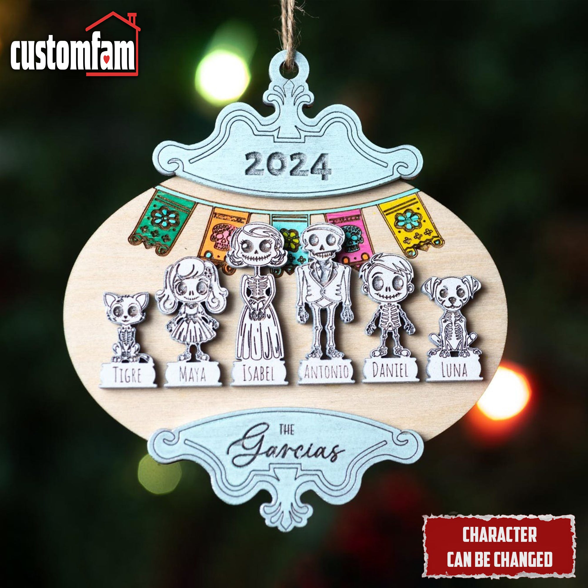 Personalized Skeleton Family Halloween Ornaments, Day Of The Dead, Family Gifts