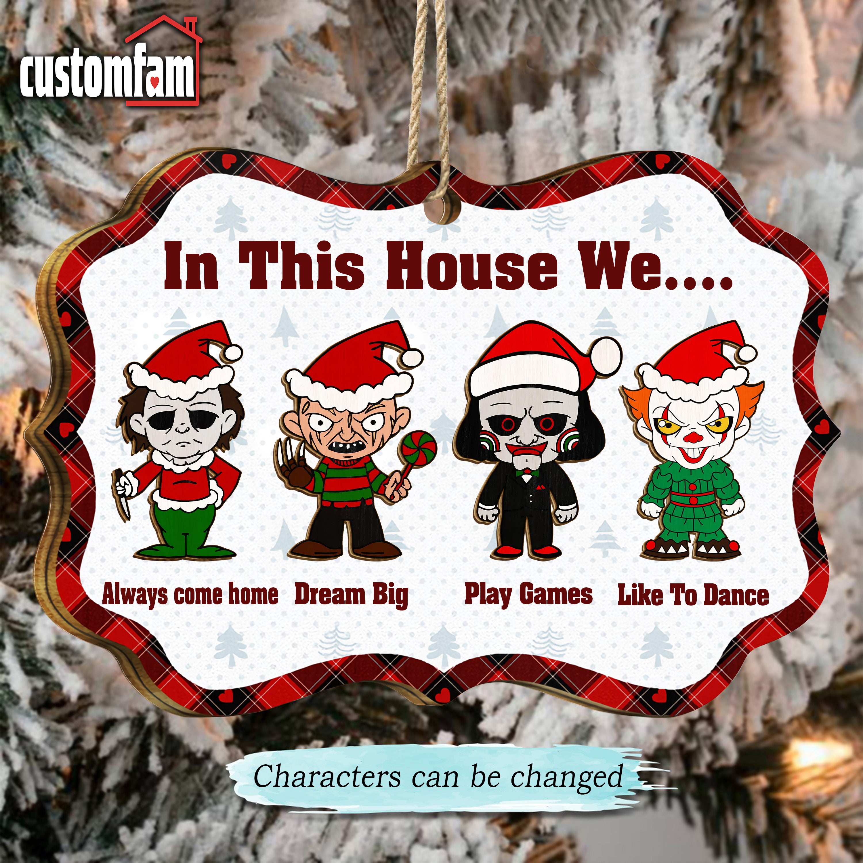 In This House We Horror Movie Character Christmas Ornament, Personalized Christmas Gift