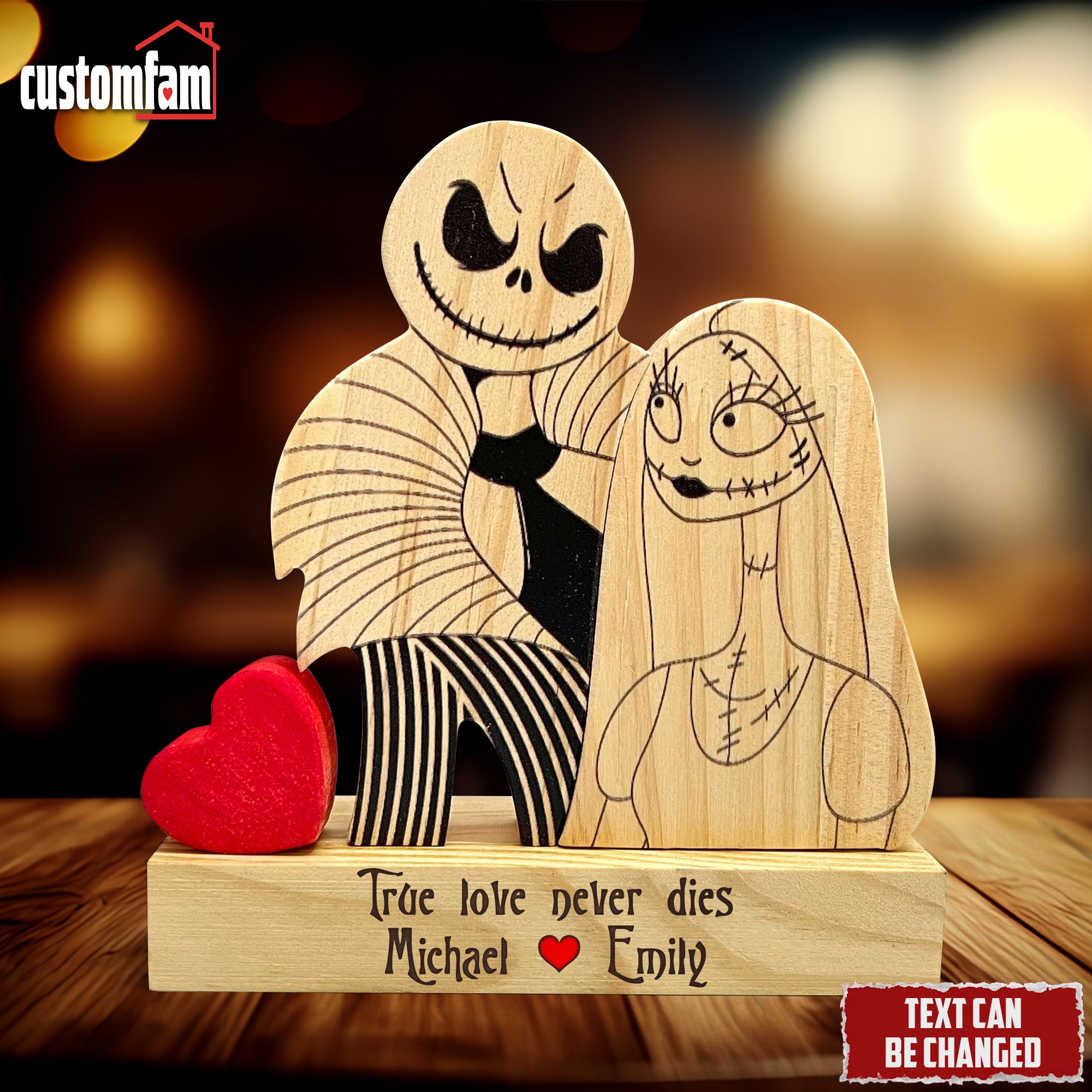 True Love Never Dies Jack And Sally Nightmare Before Christmas Custom Name Halloween Wooden Puzzle