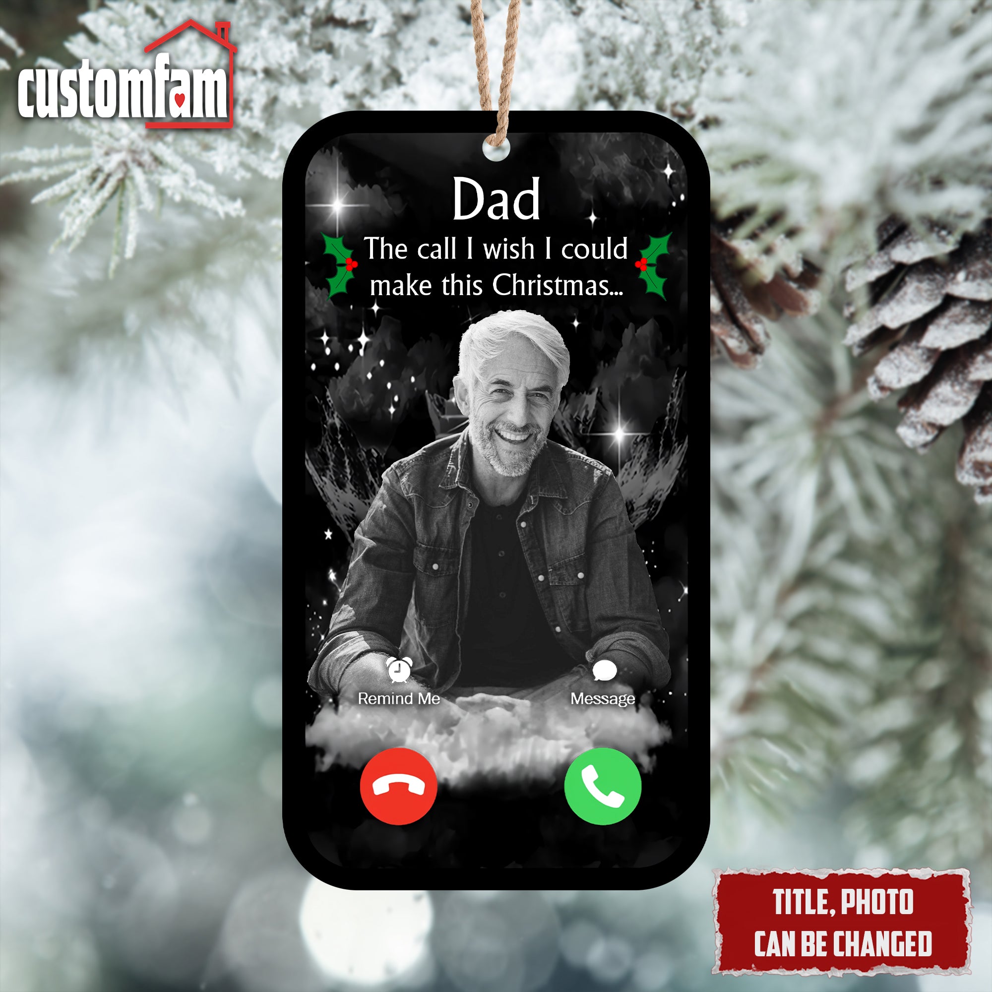 The Call I Wish I Could Make Custom Photo Memorial Christmas Ornament, Sympathy Gifts