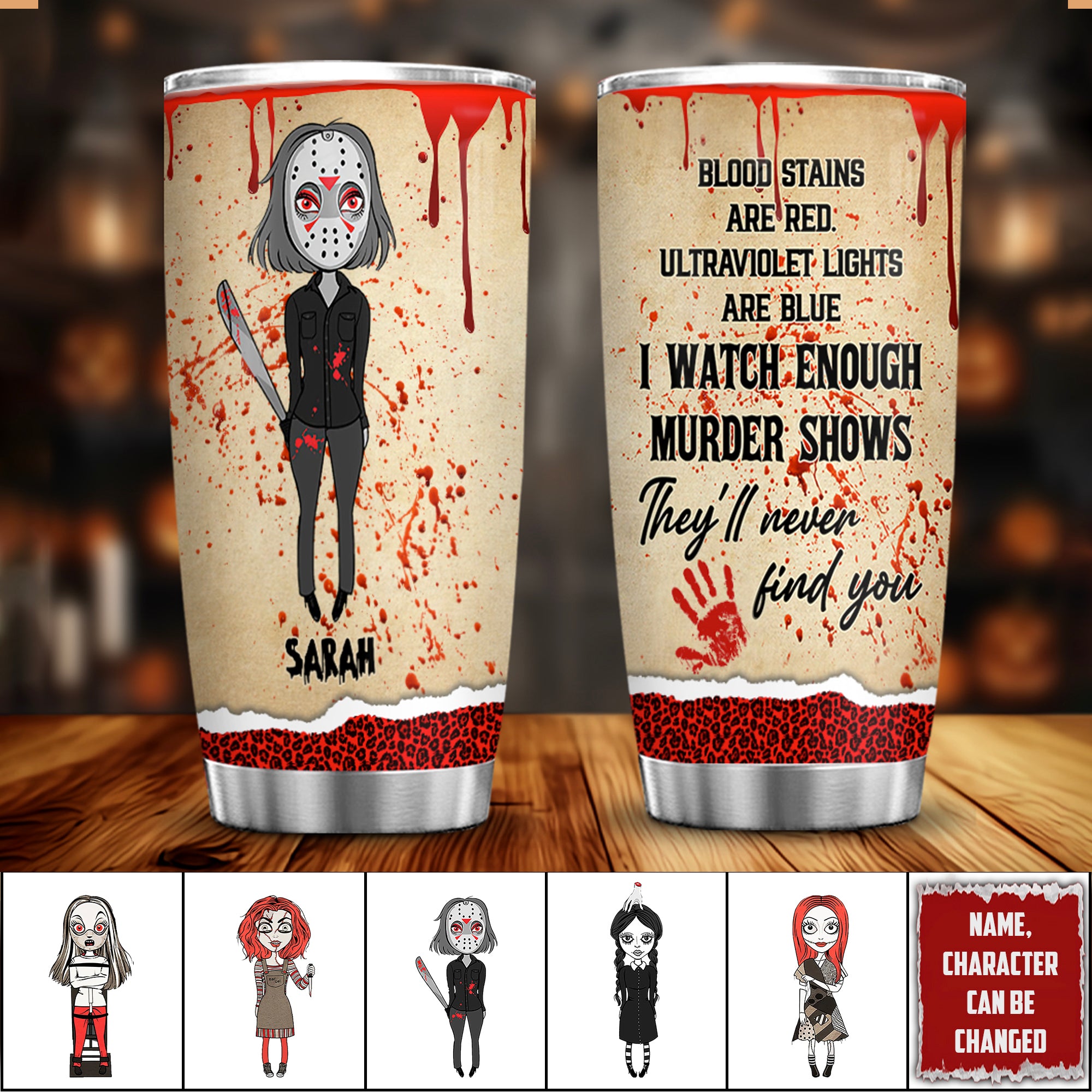 Personalized Halloween Scary Movie Characters Tumbler, Horror Movie Tumbler, Halloween Gift