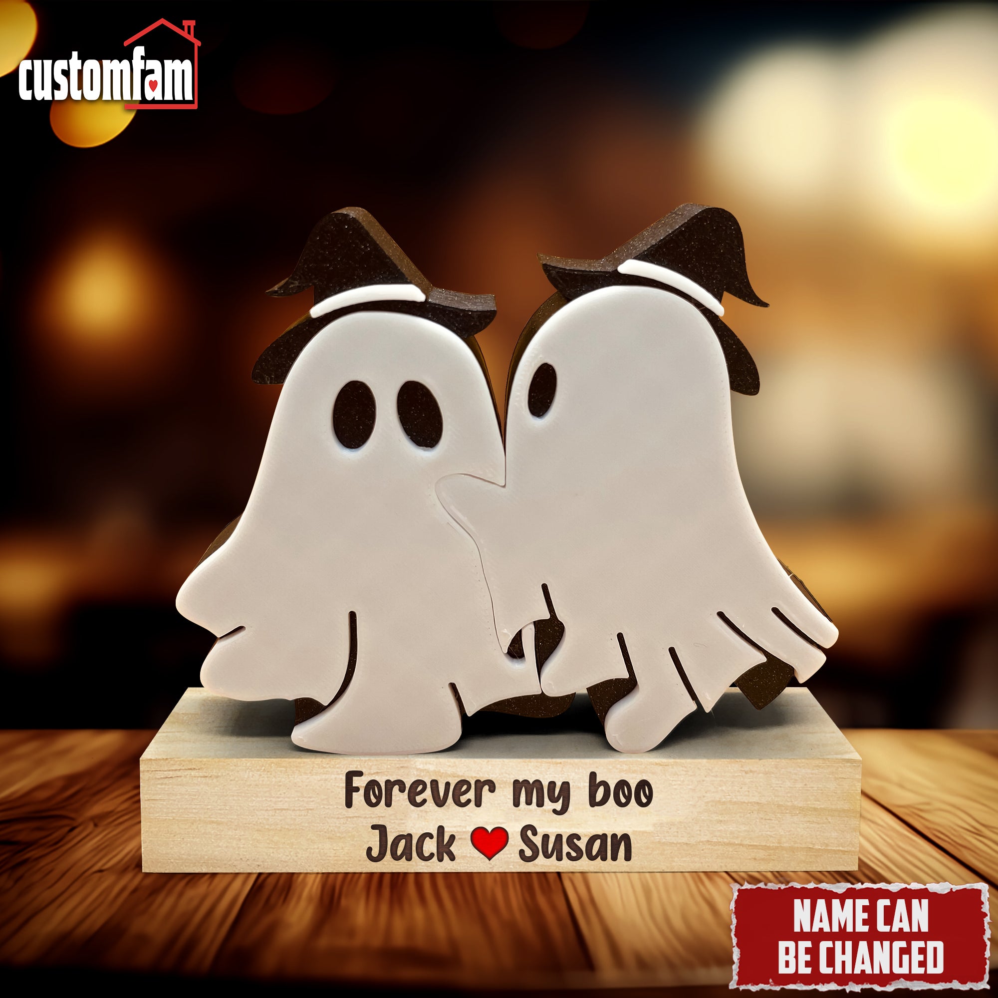 Forever My Boo Personalized Halloween Wooden Puzzle, Halloween Ghost Decor