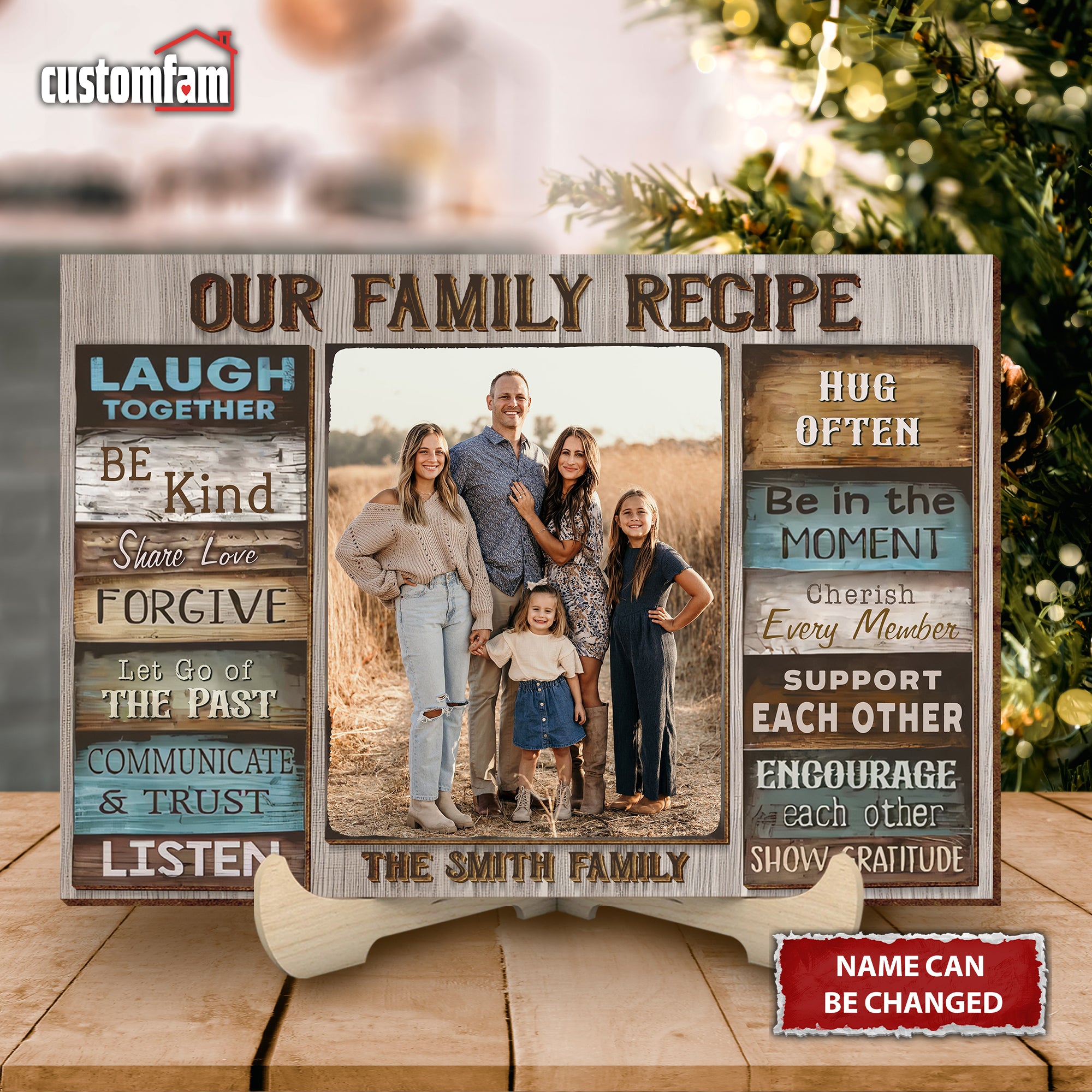 Our Family Recipe Personalized 2 Layered Family Wood Sign, Gift For Family