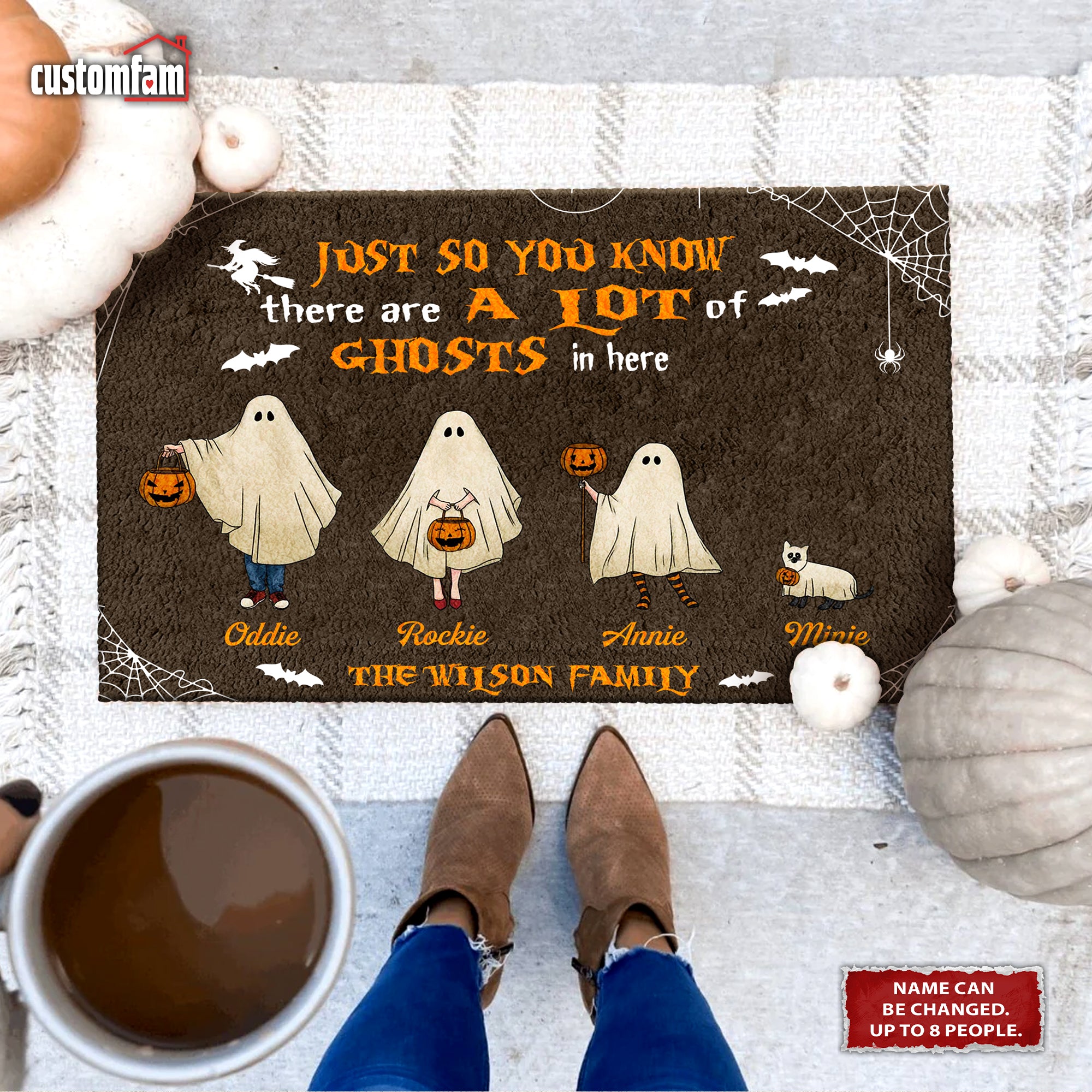 Just So You Know There Are A Lot Of Ghosts In Here Pumpkin Ghost Doormat, Halloween Decor