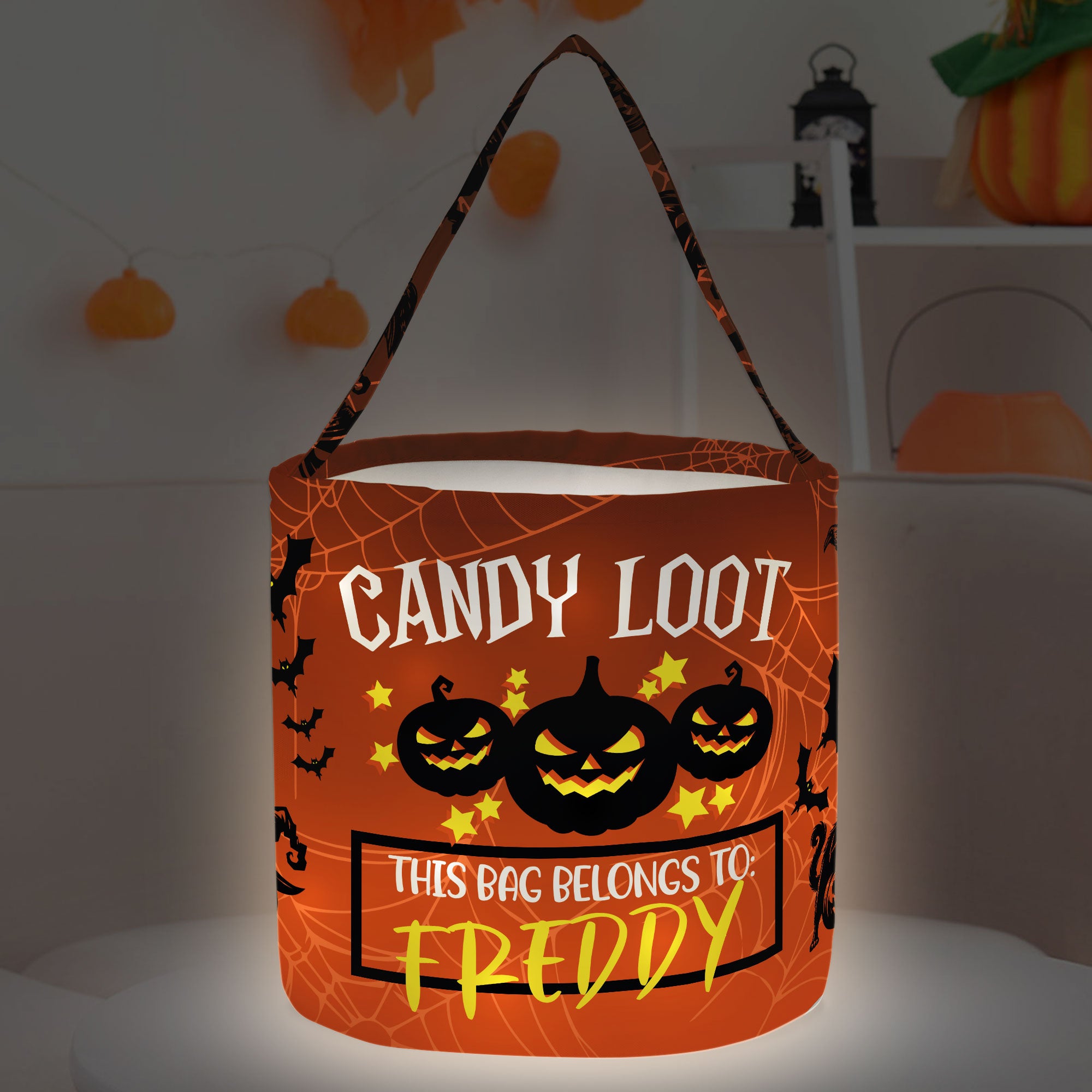 Candy Loot Personalized Halloween Bucket, Trick or Treat Bag, Halloween Candy Bags