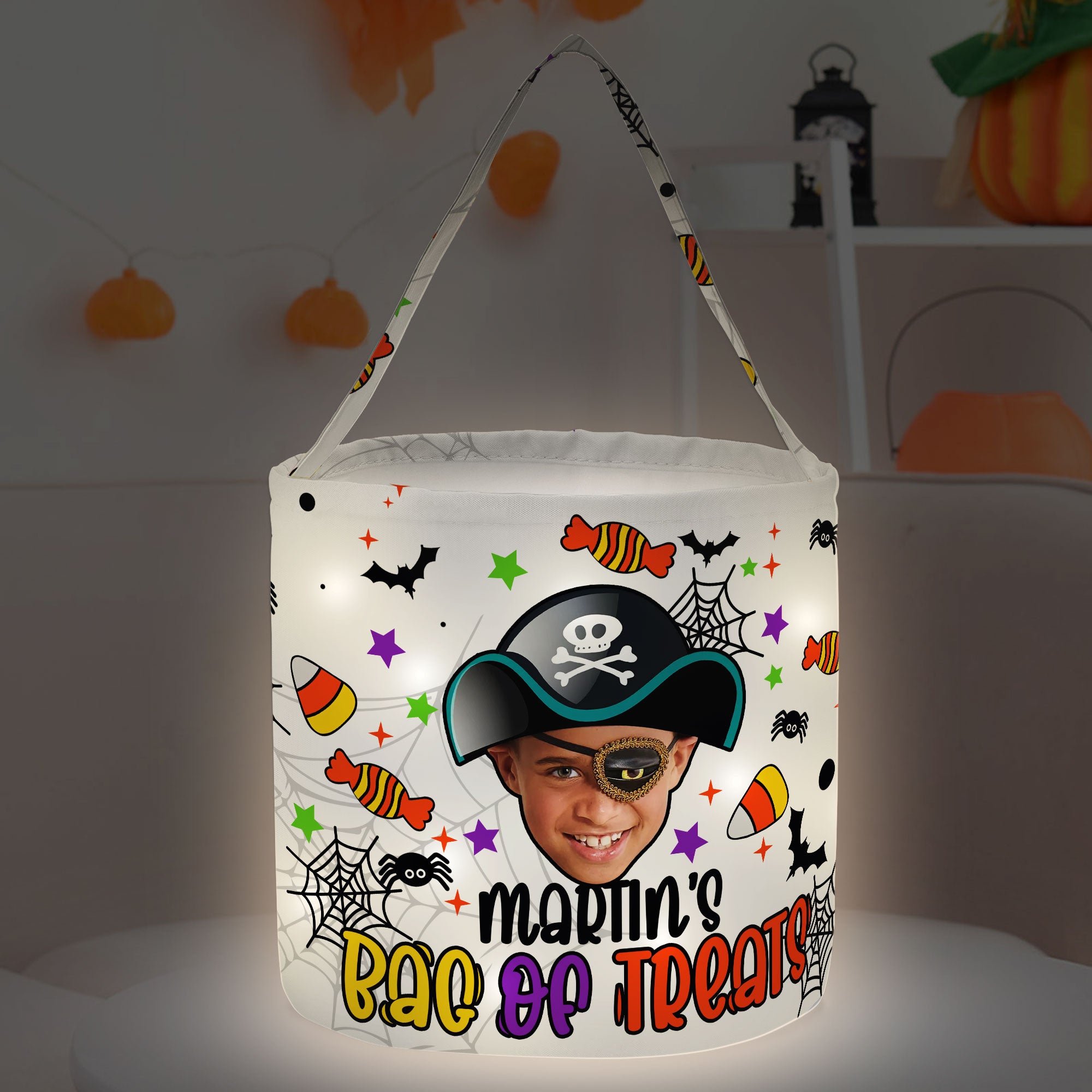 Bag Of Treats Personalized Halloween Bucket, Trick or Treat Bag, Halloween Candy Bags