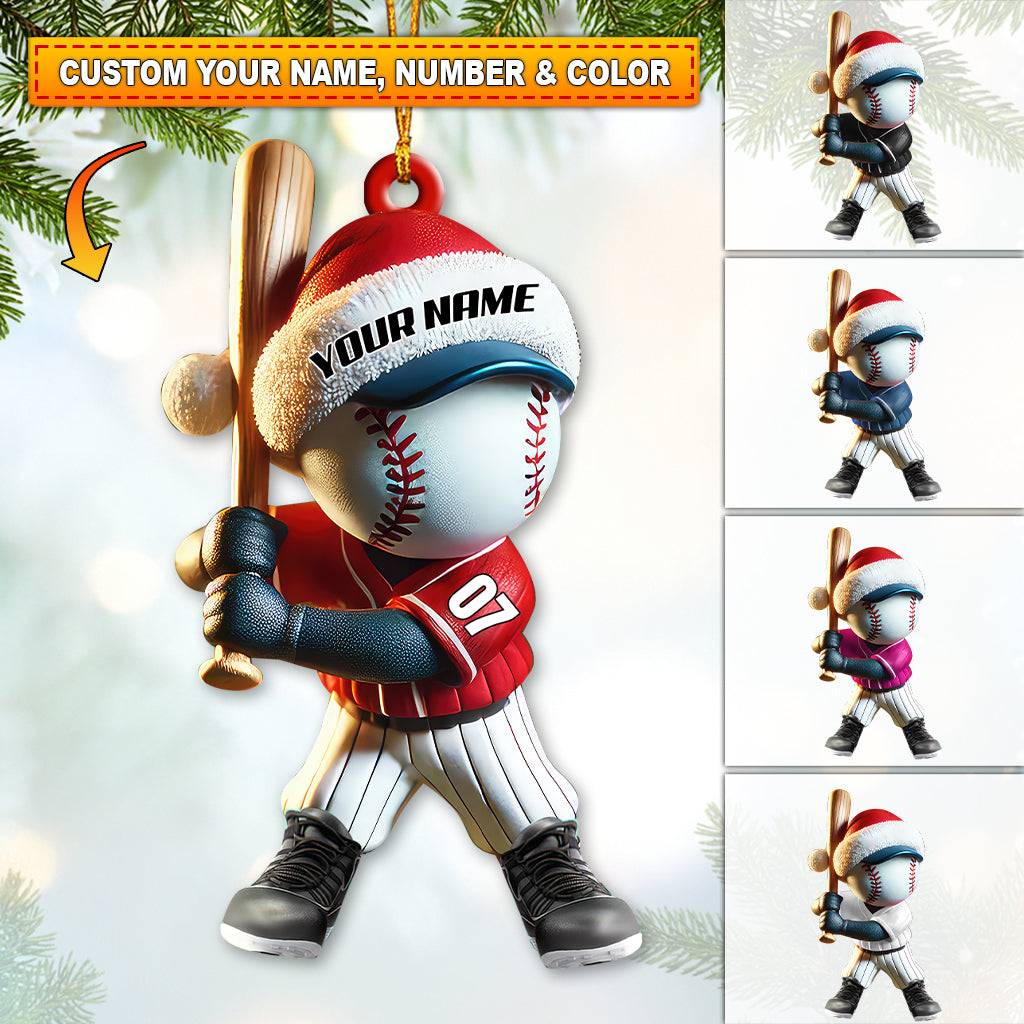 Baseball Ornament With Custom Name, Personalized Baseball Ornament, Gift For Baseball Fans