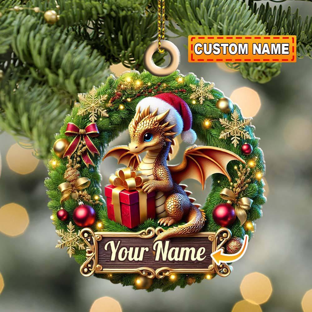 Christmas Dragon, Personalized Dragon Ornament, Christmas Gift For Dragon Lovers