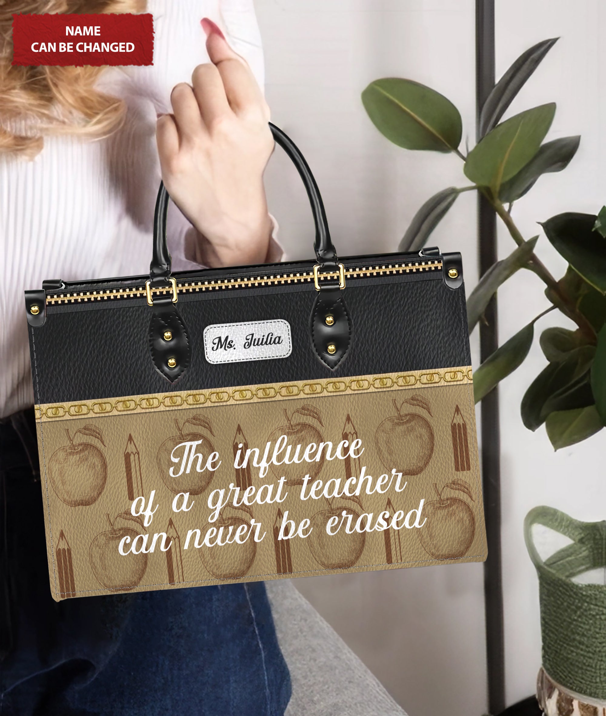 The Influence Of A Great Teacher Personalized Leather Handbag, Back To School Gift