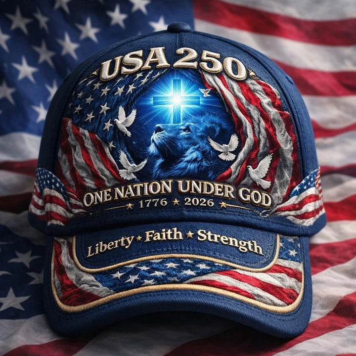 One Nation Under God United States 250th Anniversary Printed Hat, Patriotic Hat, Classic Cap