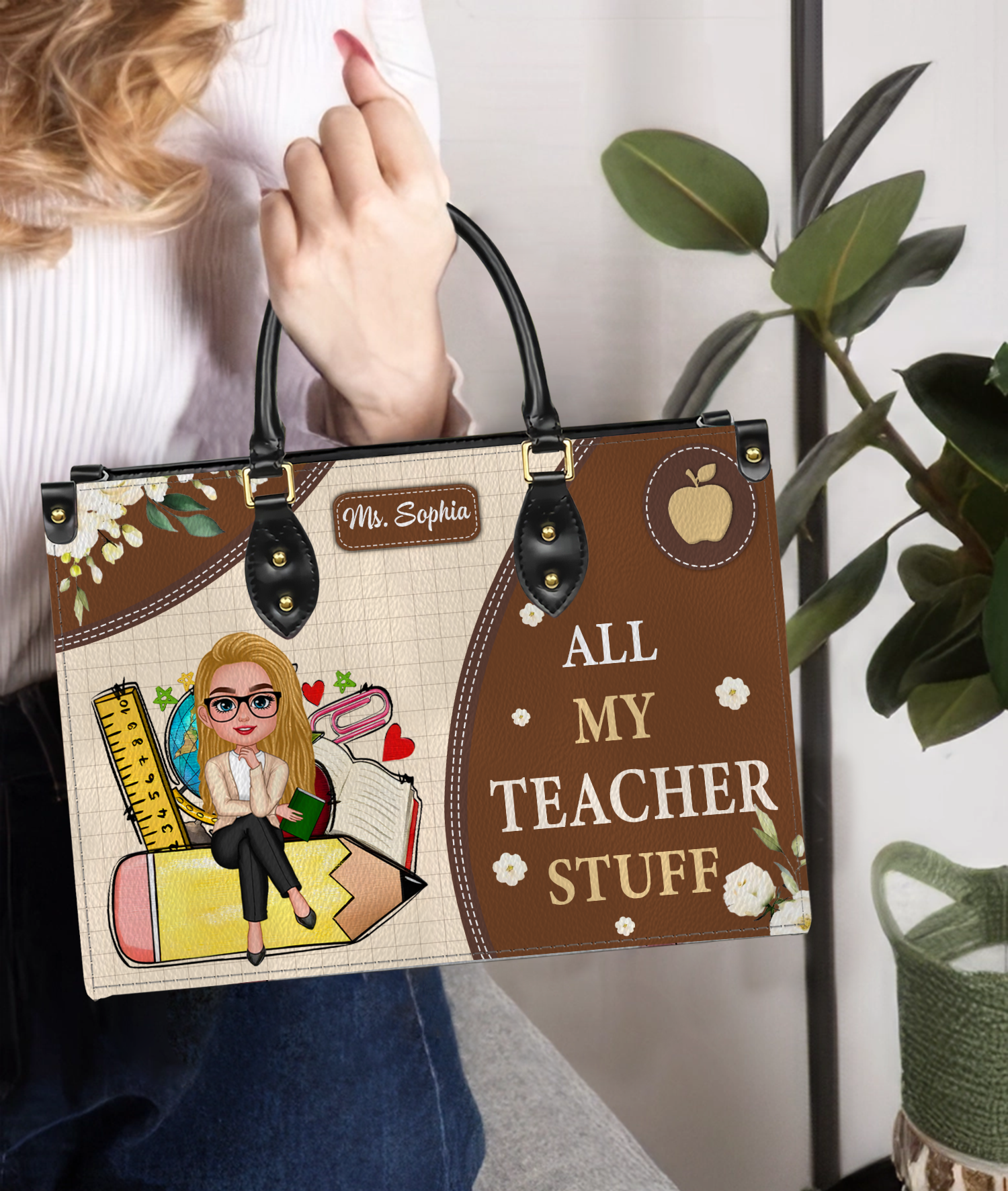 All My Teacher Stuff Personalized Teacher Purse, Teacher Appreciation Gifts