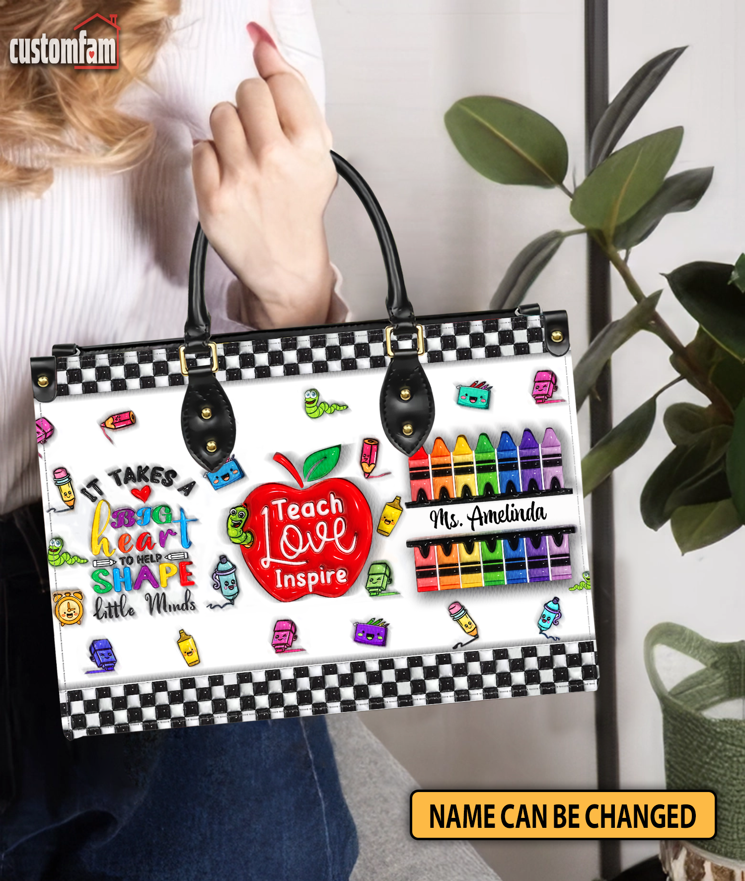 Teach Love Inspire Custom Elementary Teacher Bag, Teacher Appreciation Gifts