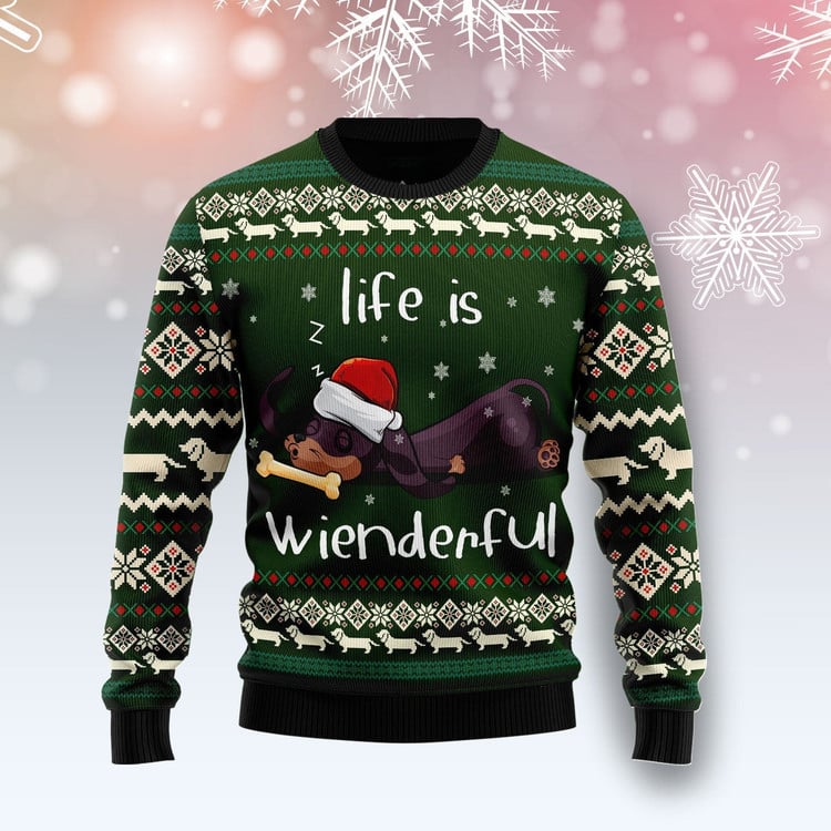 Dachshund Life Is Wienderful Ugly Christmas Sweater, Christmas Gift