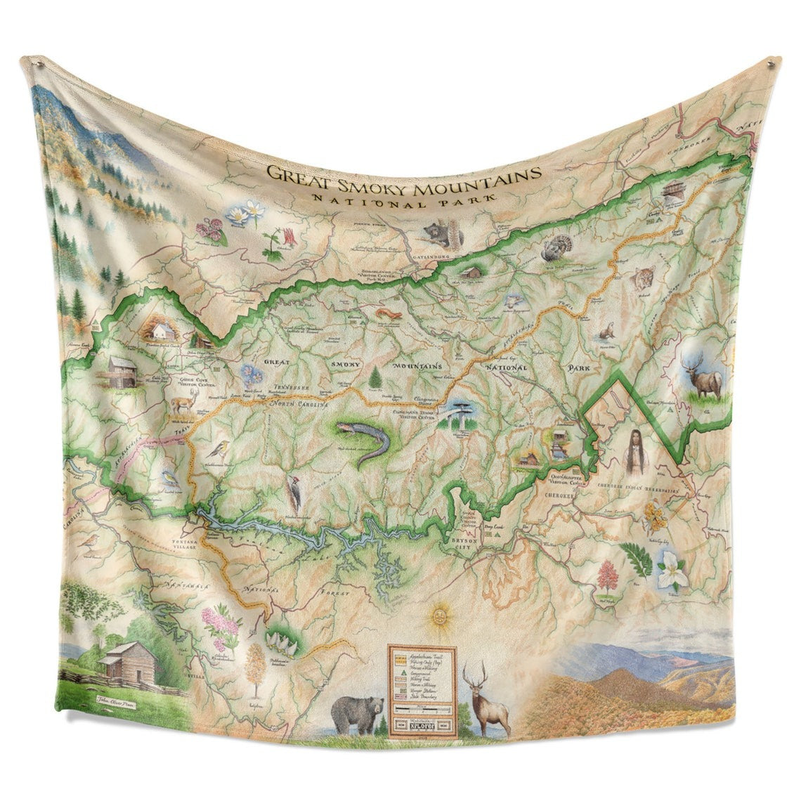 Great Smoky Mountains National Park Map Blanket, Gift For Travelers, Outdoor Gift