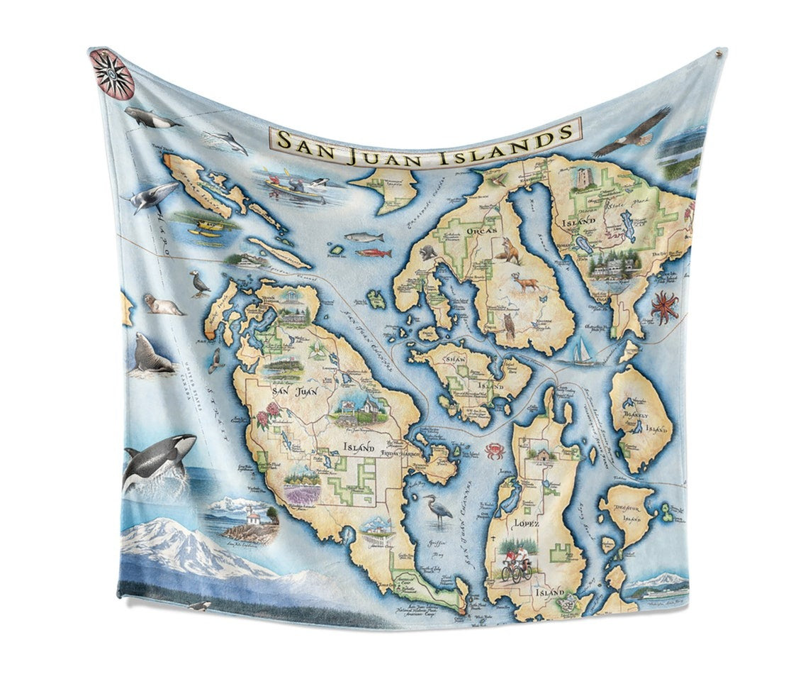 San Juan Islands Map Blanket, Gift For Travelers, Outdoor Gift