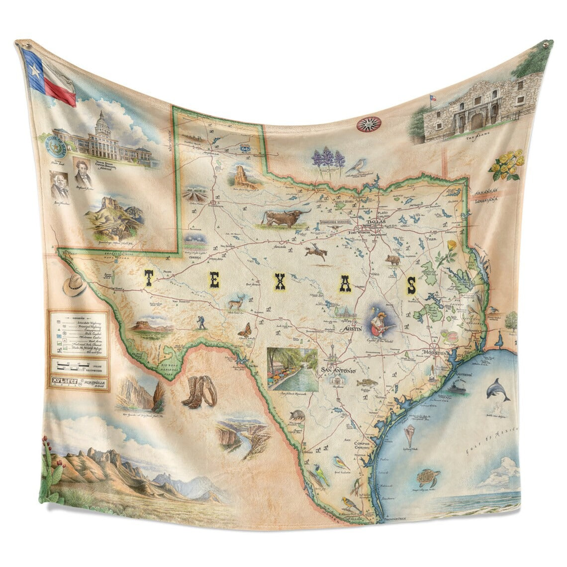 Texas State Map Blanket, Gift For Travelers, Outdoor Gift