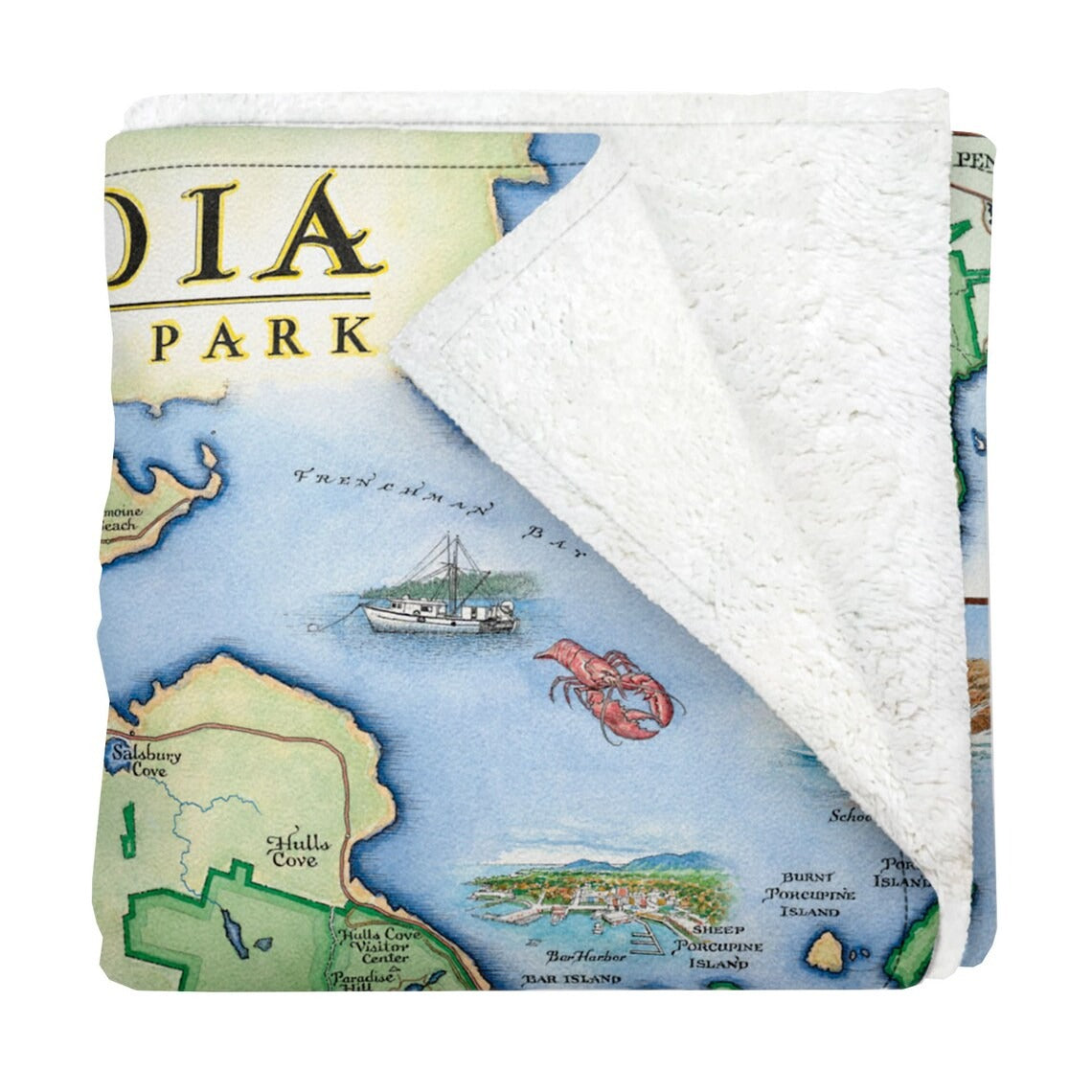 Acadia National Park Map Blanket, Gift For Travelers, Outdoor Gift