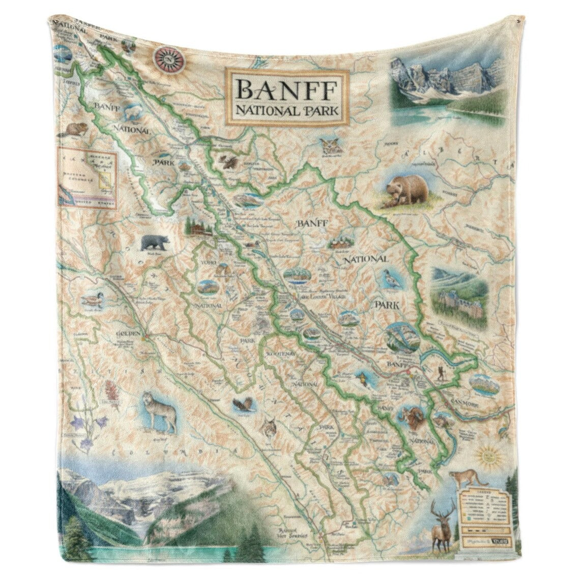 Banff National Park Map Blanket, Gift For Travelers, Outdoor Gift