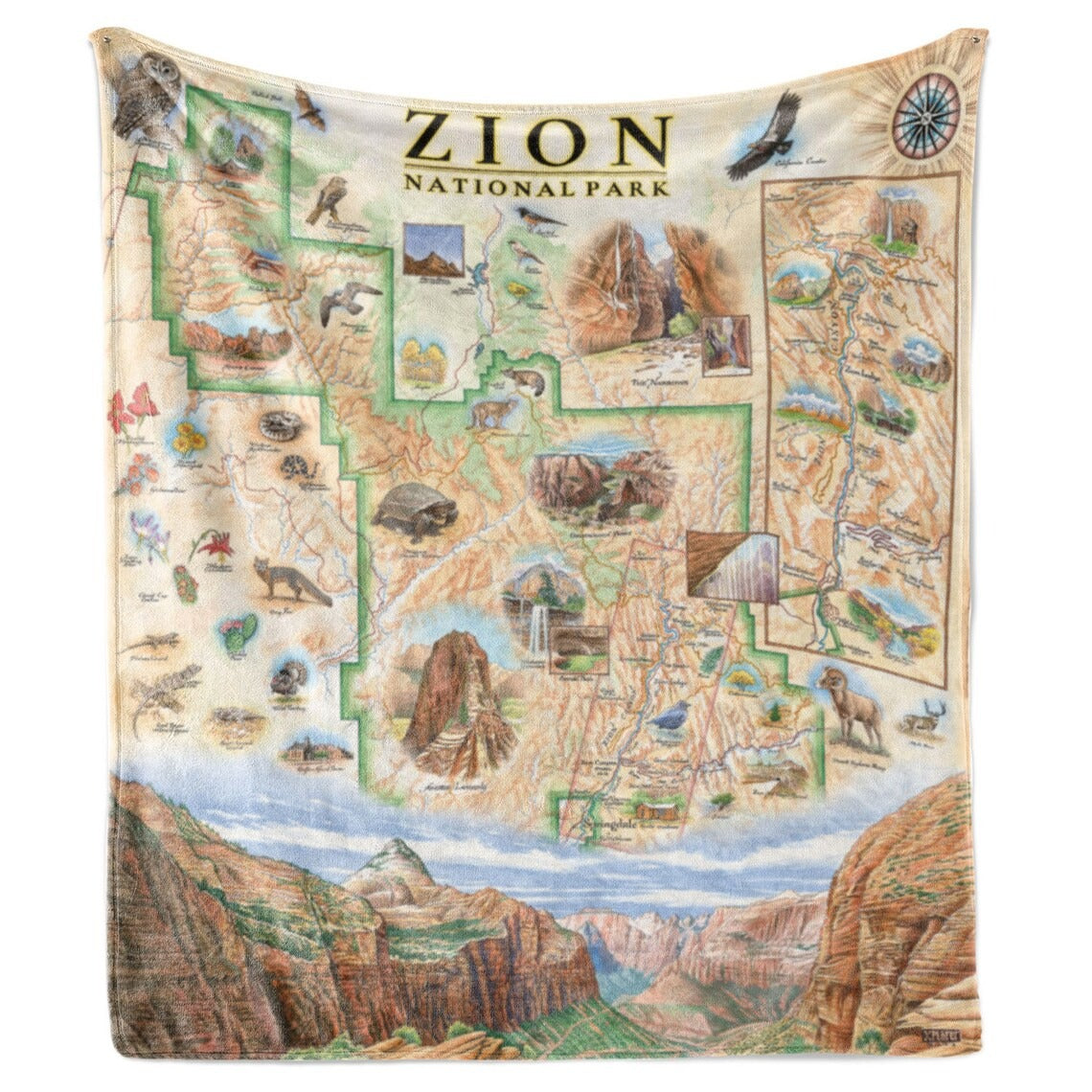 Zion National Park Map Blanket, Gift For Travelers, Outdoor Gift