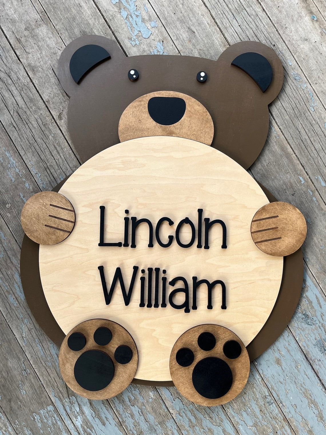 Custom Nursery Teddy Bear Wooden Sign, Newborn Announcement, Baby Gifts