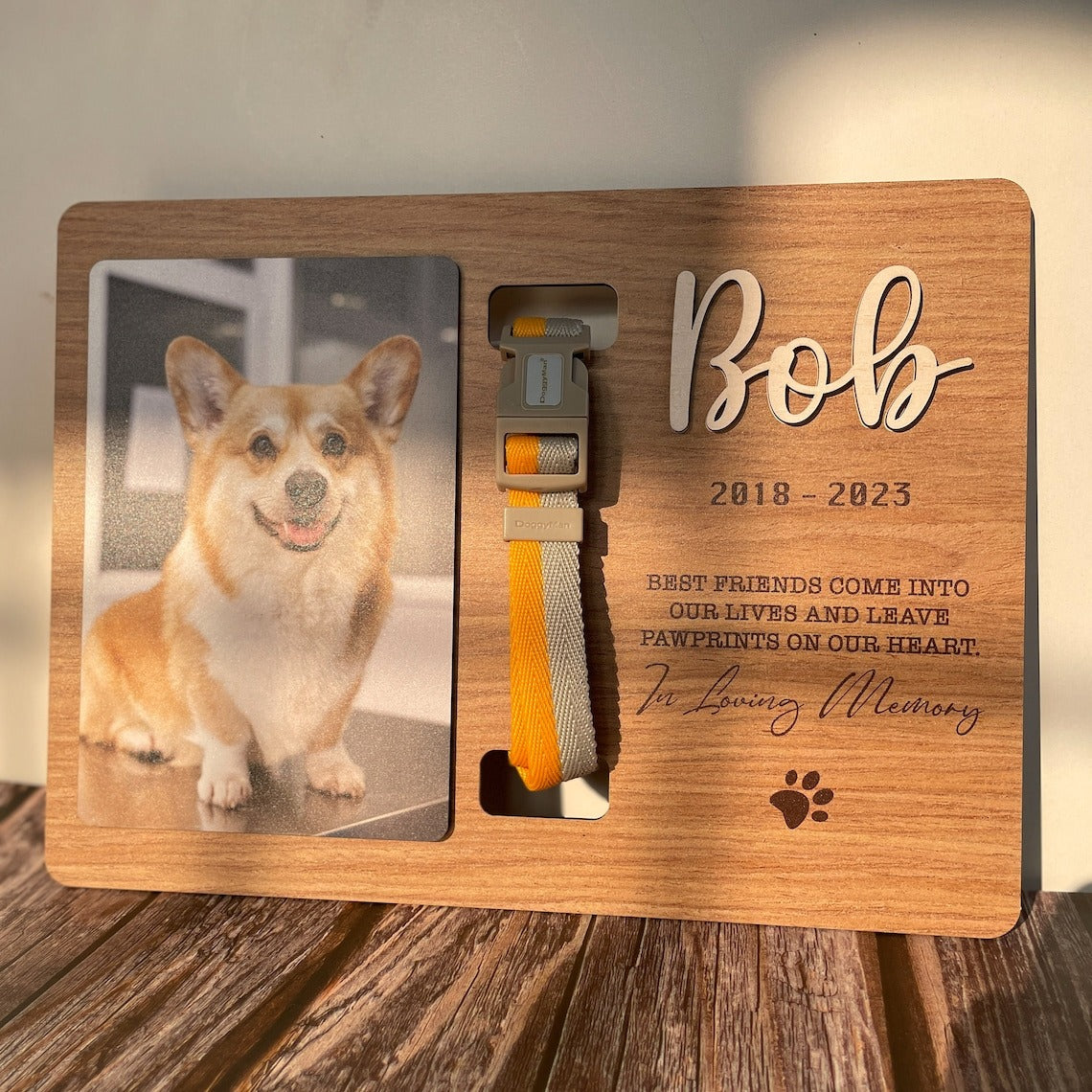 Memorial Pet Collar Wooden Sign, Dog Collar Holder Frame, Gift For Dog Lovers