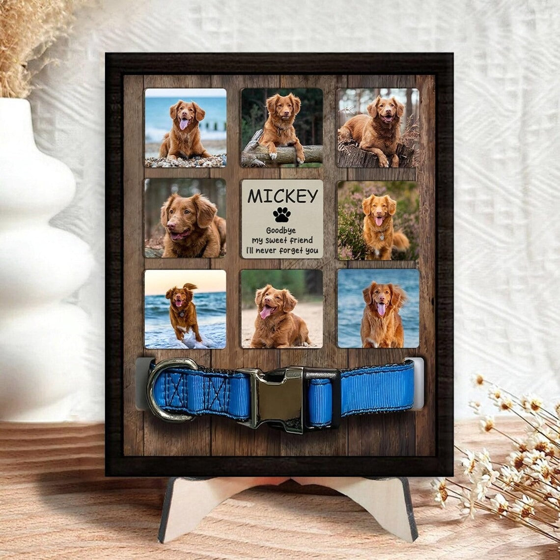 Custom Memorial Dog Collar Frame With Photo, Memorial Gifts For Dog Lovers