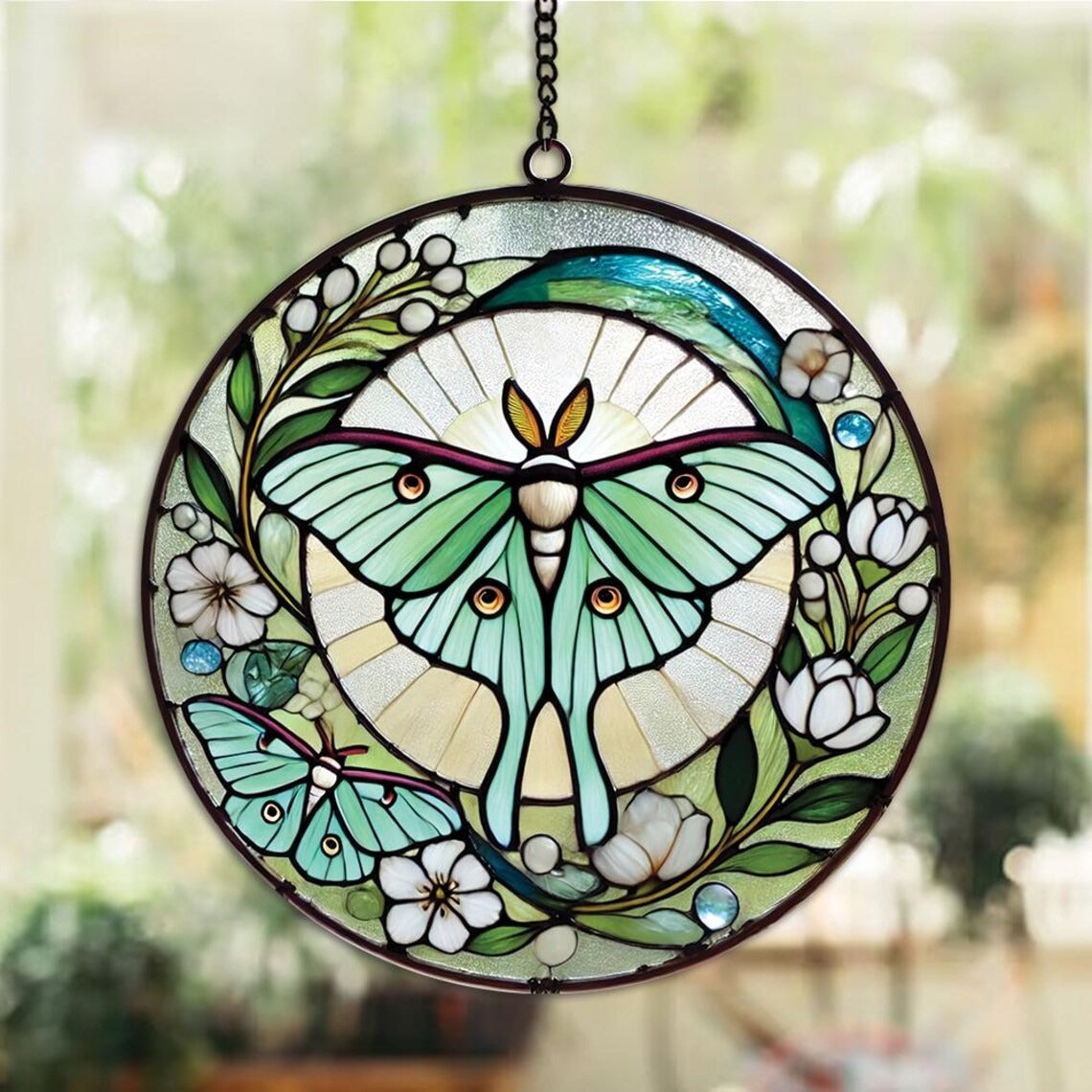 Luna Moth Butterfly Acrylic Suncatcher Ornament, Memorial Gifts