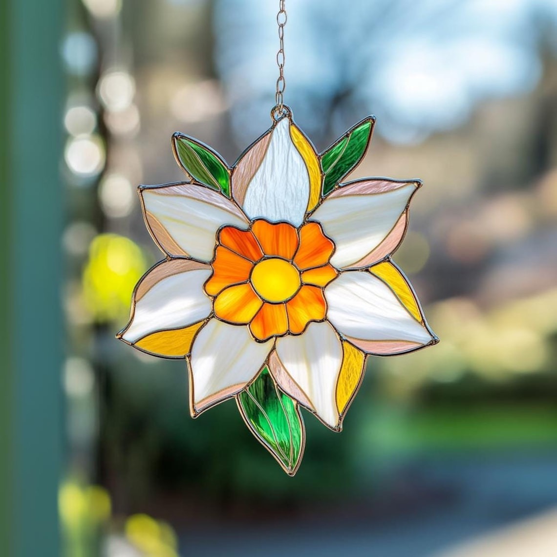 Narcissus Flower Acrylic Suncatcher Ornament, Window Decor, Flower Lovers Gifts