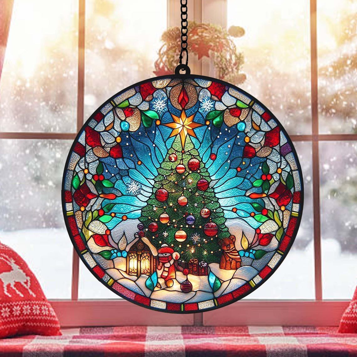 Christmas Tree Suncatcher Ornament, Christmas Window Decor