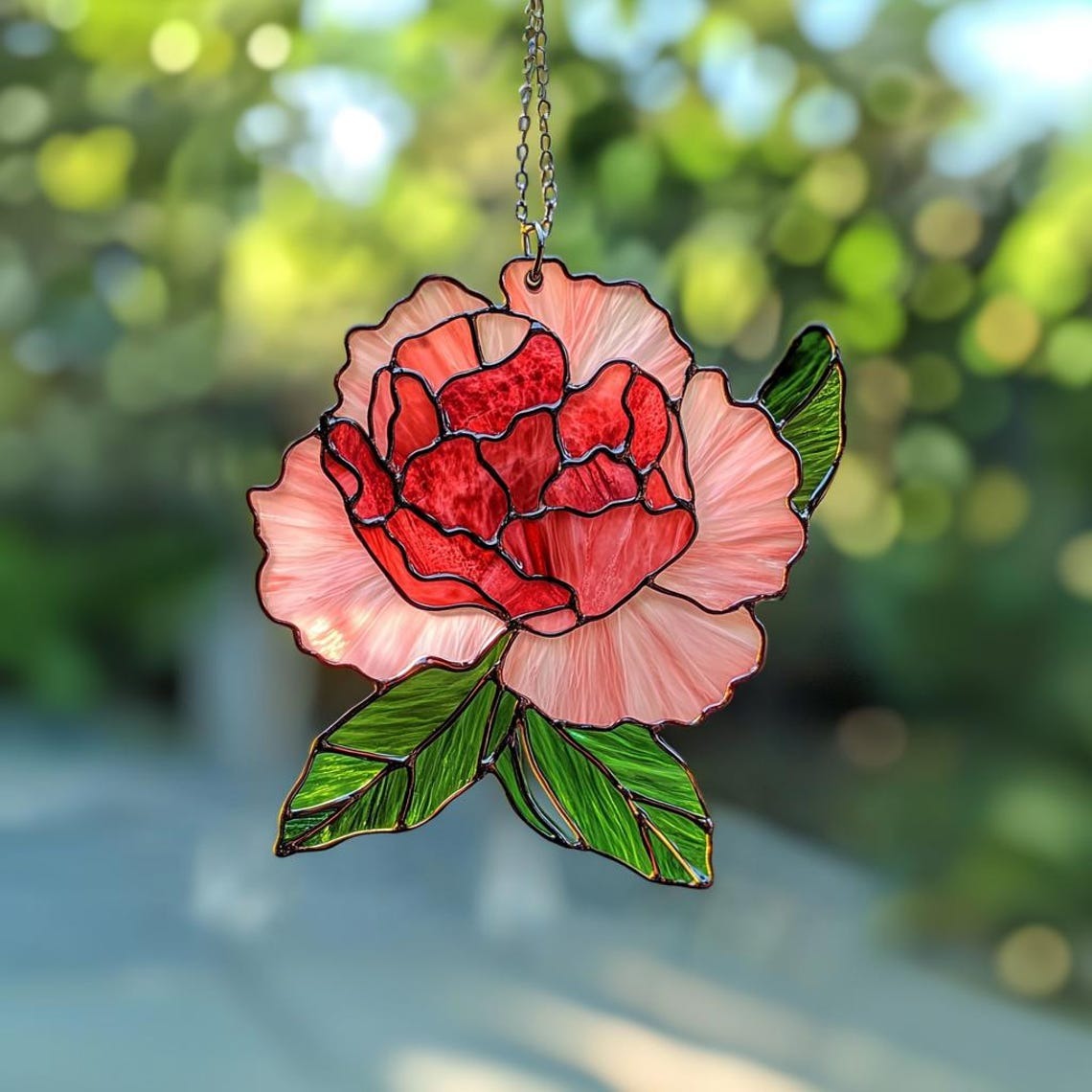 Carnation Acrylic Suncatcher Ornament, January Birth Flower, Window Decor